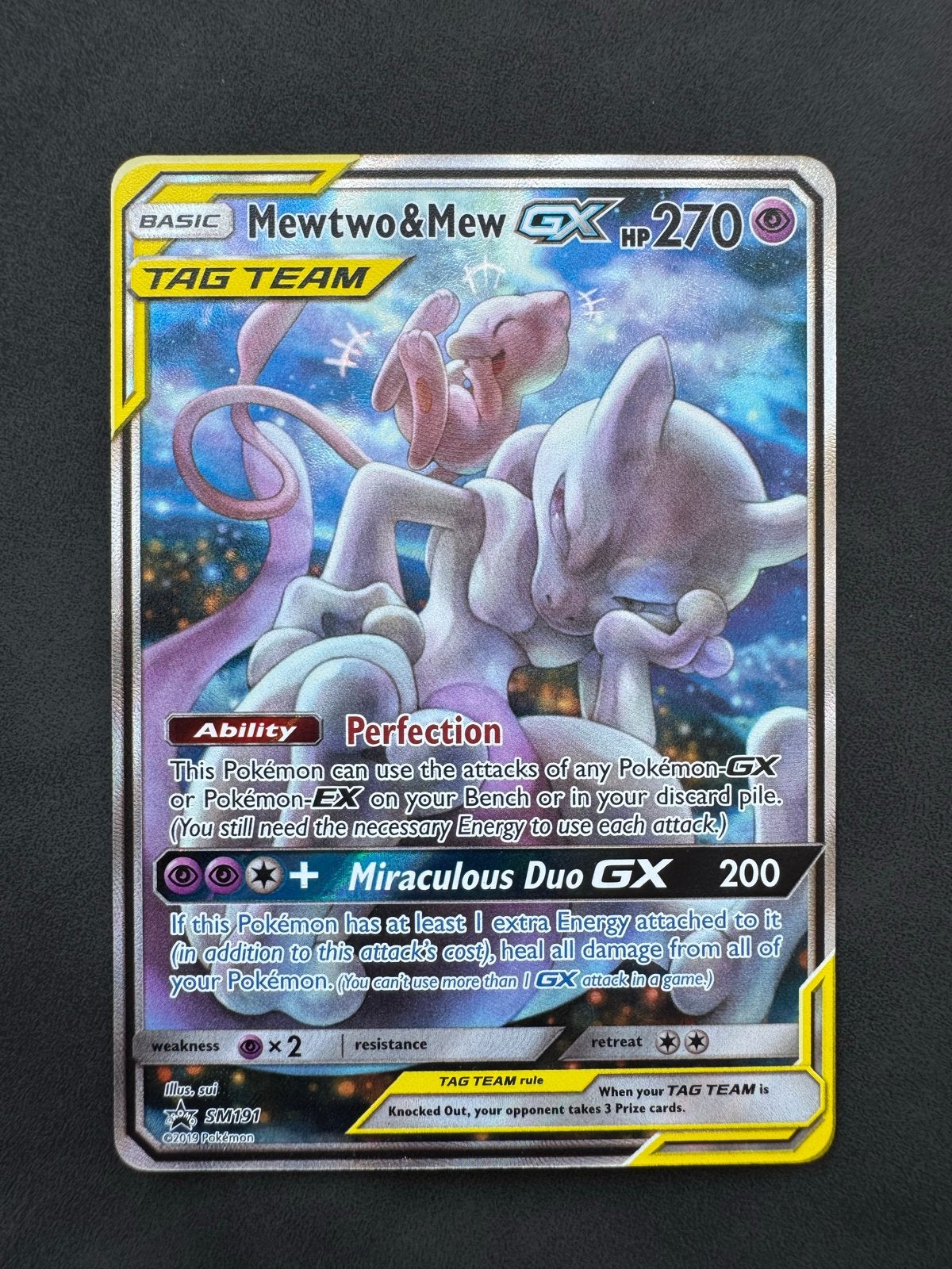 Mewtwo & Mew GX TAG TEAM SM191 Pokémon, Ophalen of Verzenden, Zo goed als nieuw, Losse kaart, Foil