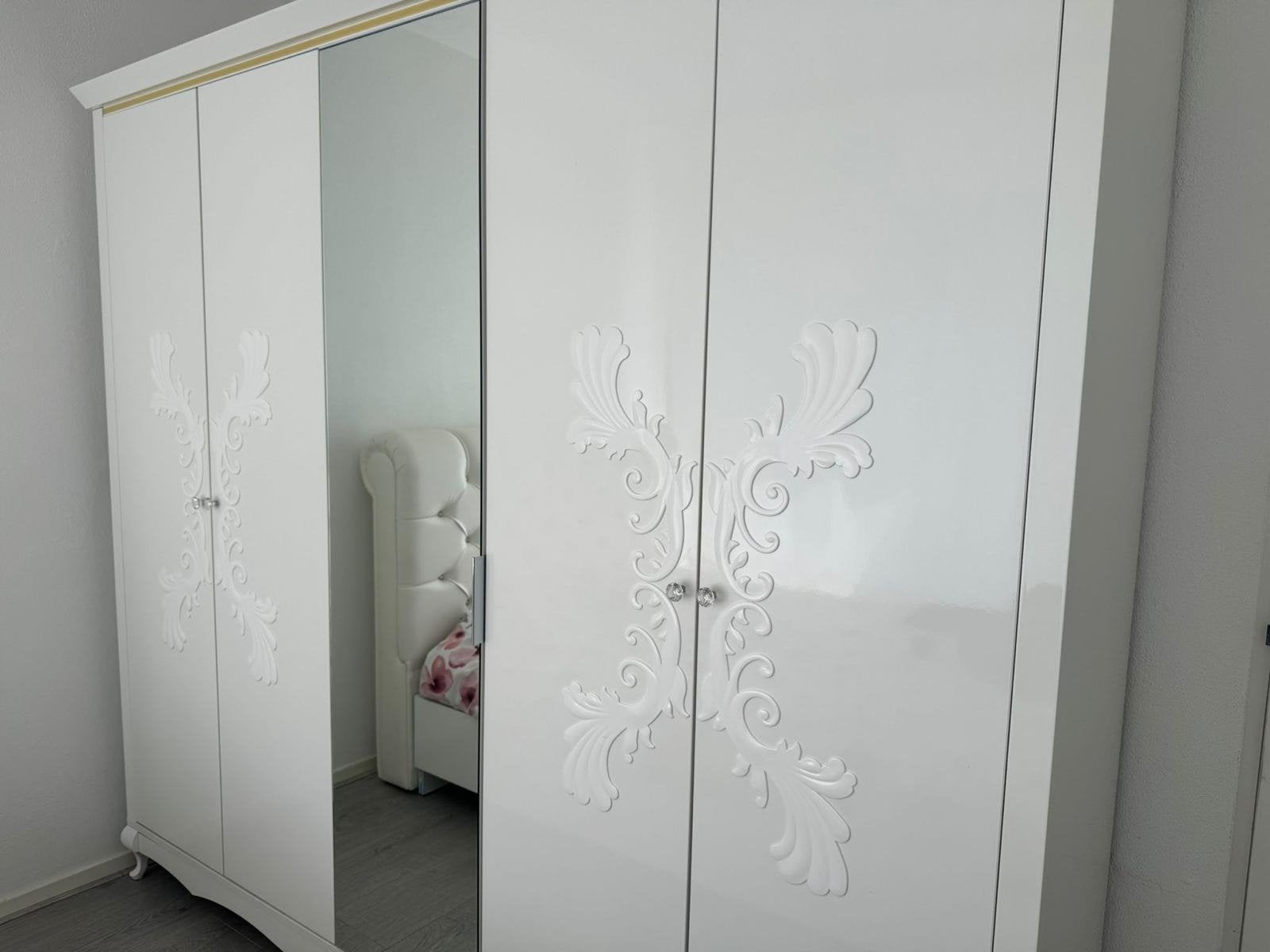 Grote luxe witte kledingkast met spiegels veel opbergruimte, Ophalen, Overige materialen, Gebruikt, 200 cm of meer