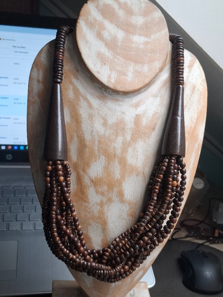 Bruine vintage ketting, Ophalen of Verzenden, Gebruikt, Overige kleuren, Overige materialen