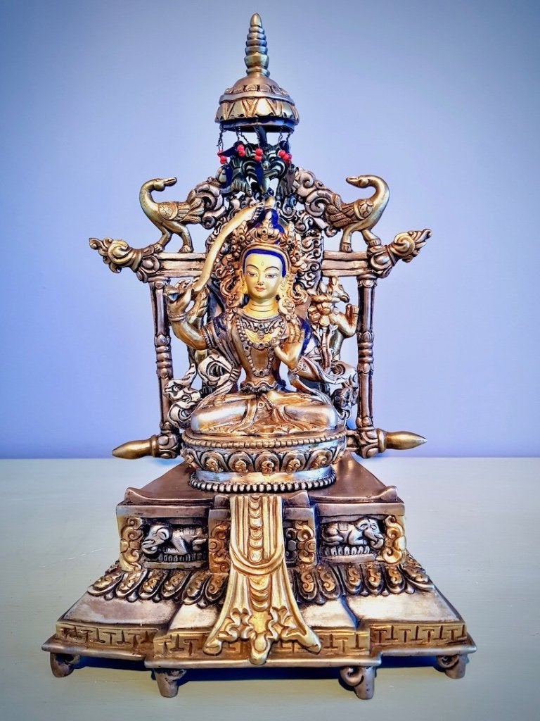 ALTAAR NEPAL GOLDFACE MANJUSHRI 28 CM, 28 cm, Verzenden, Nieuw, Meerkleurig