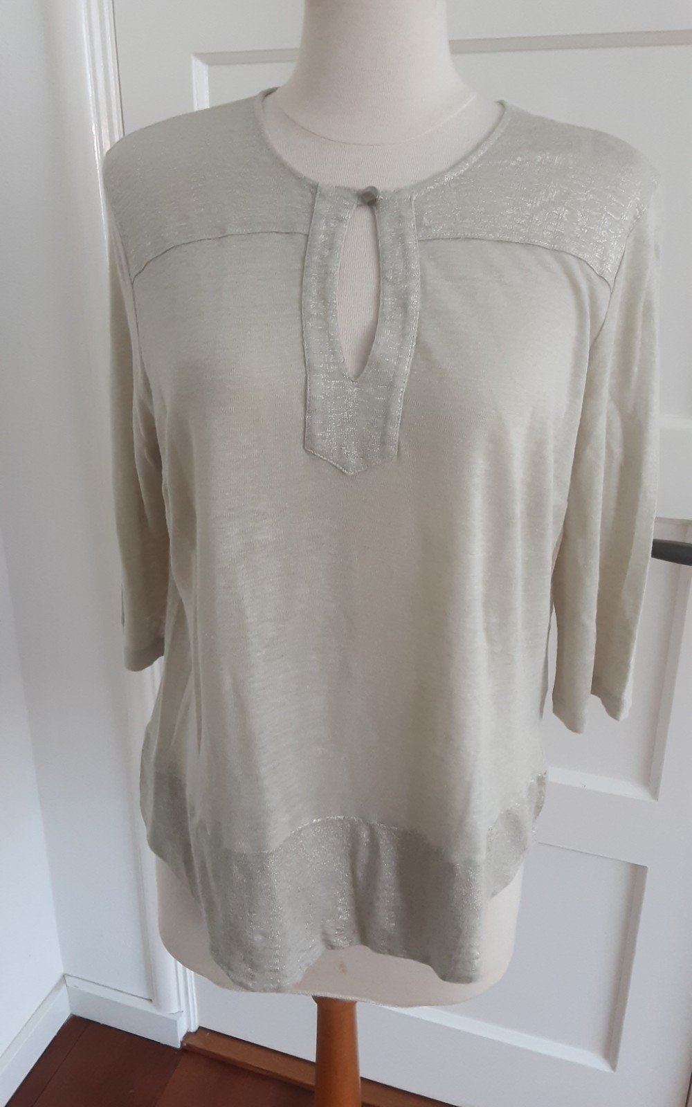 beige goud polo driekwart mouw maat M/L, Ophalen of Verzenden, Zo goed als nieuw, Beige, Korte mouw