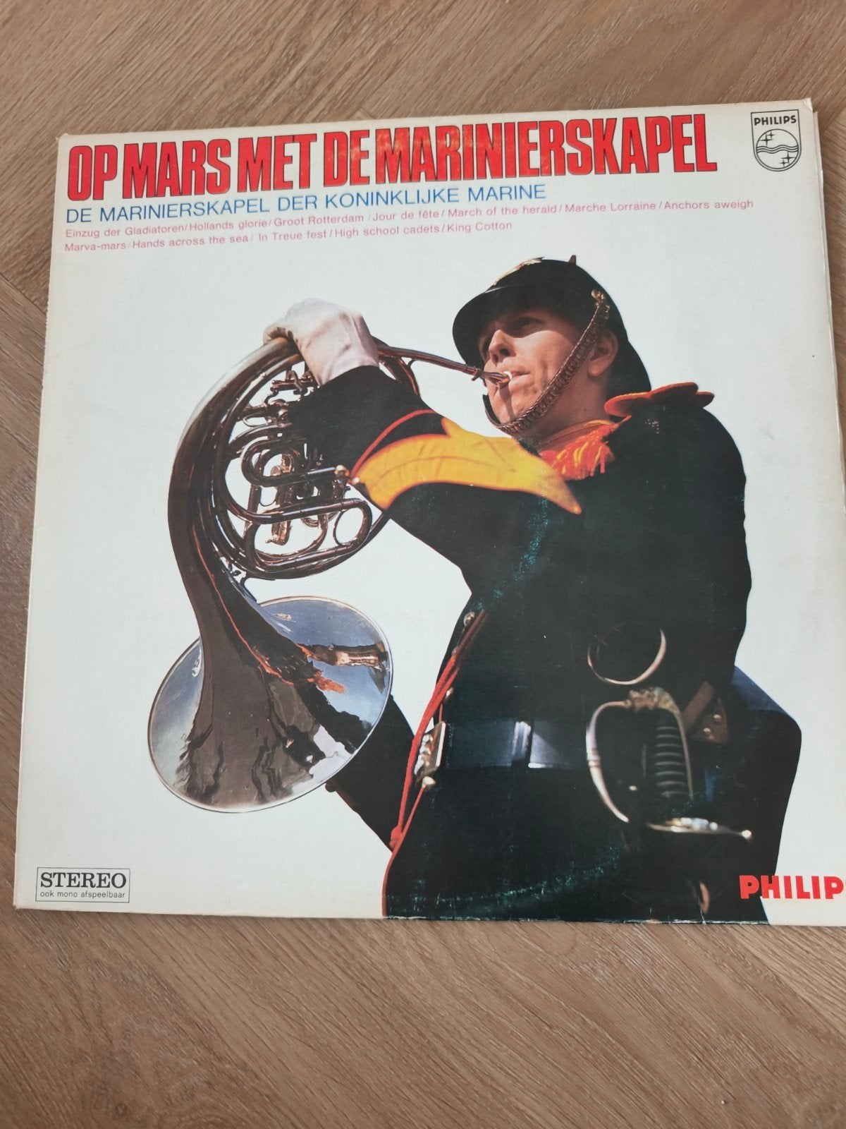 LP: Op Mars met de Marinierskapel - Philips Stereo, LP, Gebruikt, Overige genres, Ophalen of Verzenden