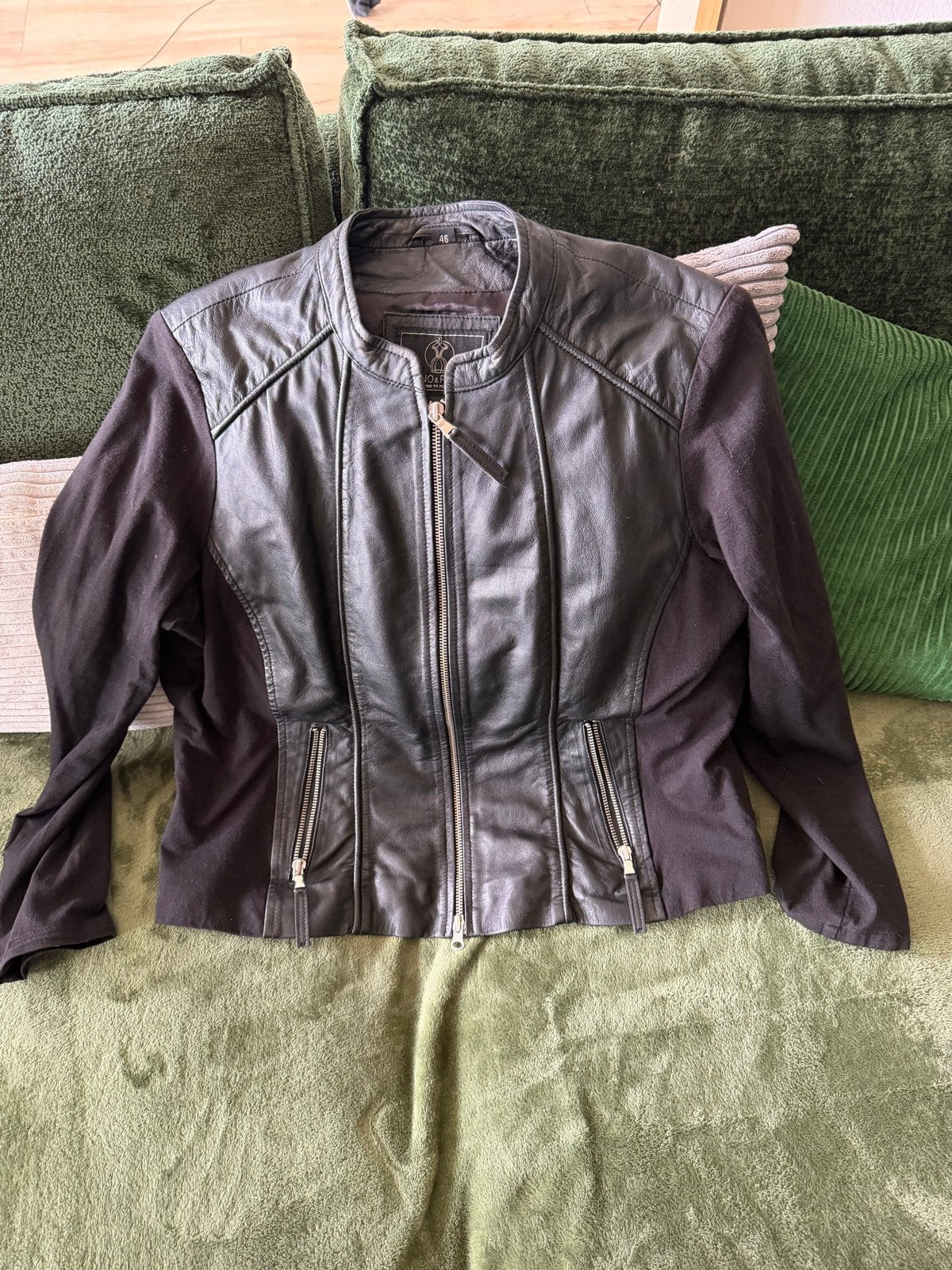 Rino & Pelle Leren Jasje Zwart Maat 46, Ophalen of Verzenden, Zo goed als nieuw, Maat 46/48 (XL) of groter, Zwart