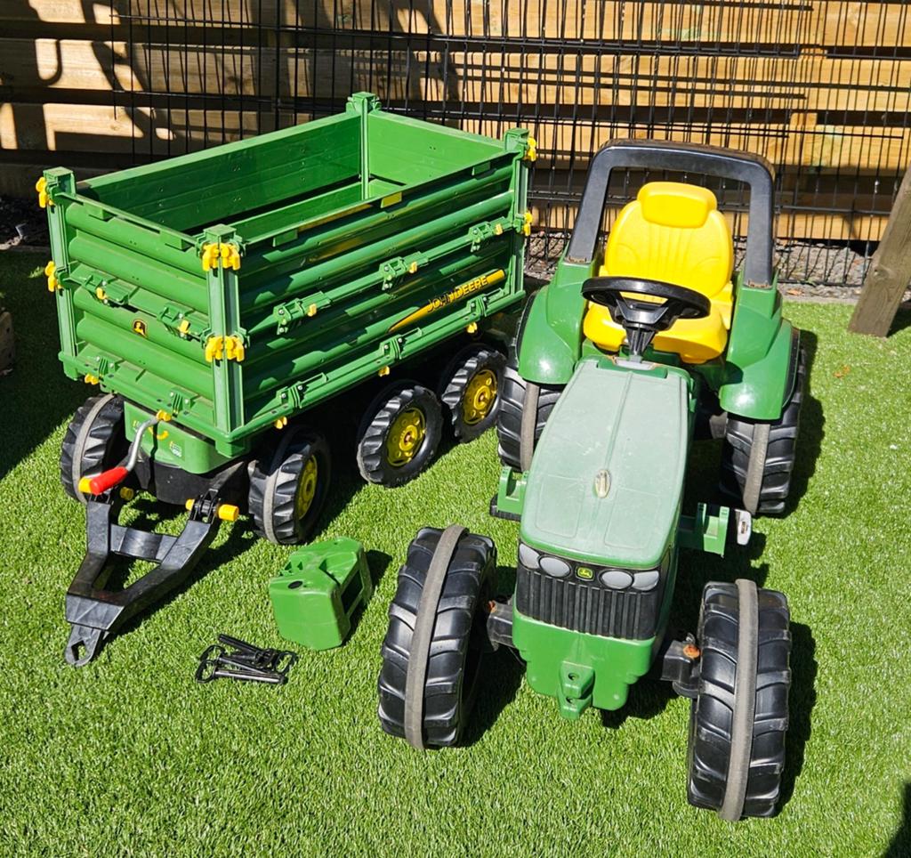Grote John deere traptrekker en kar, Ophalen, Zo goed als nieuw, Trapvoertuig
