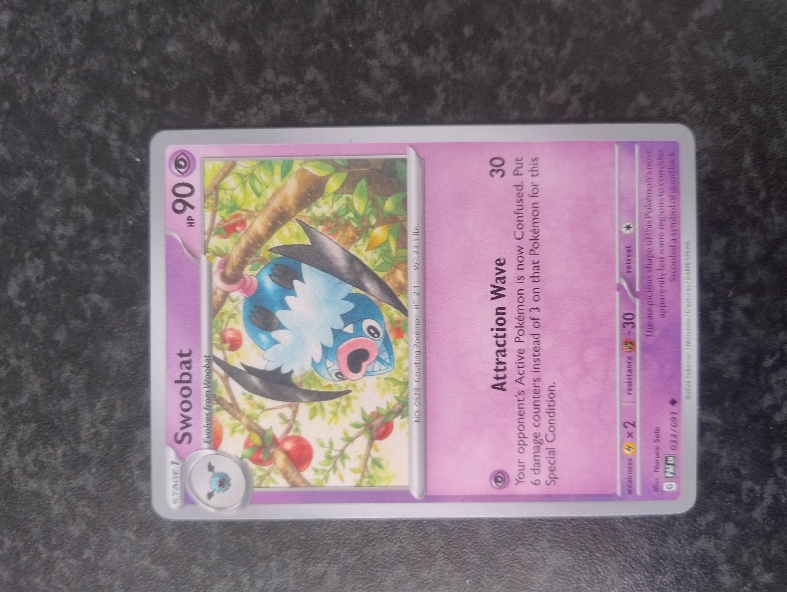Swoobat Pokémon kaart - Zeldzaam en in goede staat, Ophalen, Zo goed als nieuw, Losse kaart