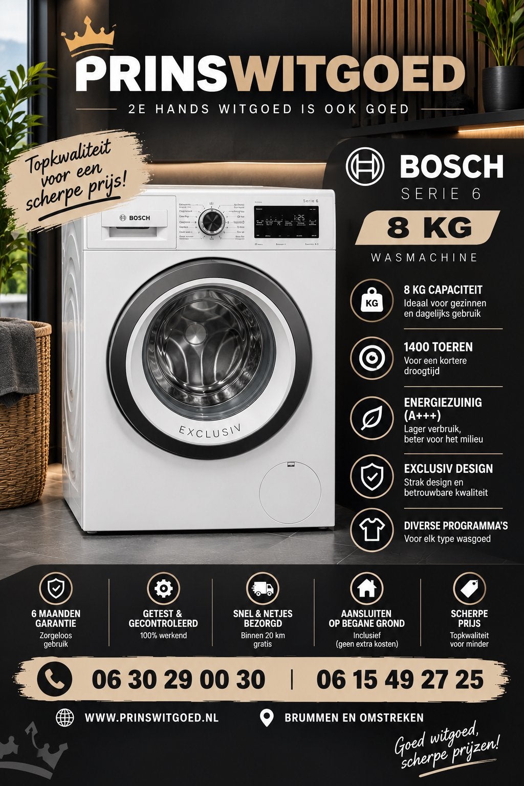 Bosch serie 6 wasmachine 8kg incl 6 maanden garantie