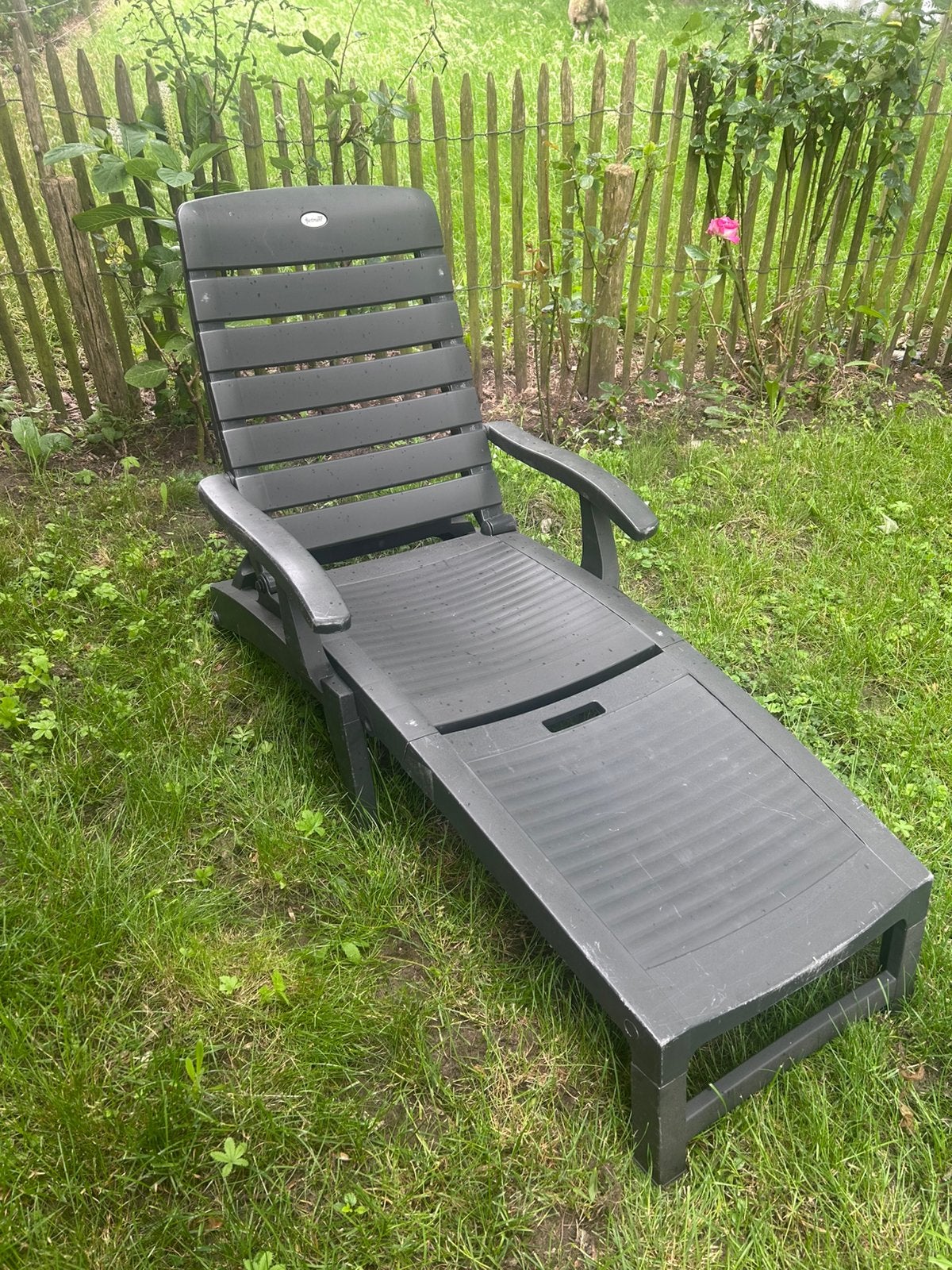 Hartman Palmyra Florion kunststof ligbed loungebed grijs, Tuin en Terras, Ligbedden, Ophalen, Zo goed als nieuw, Kunststof