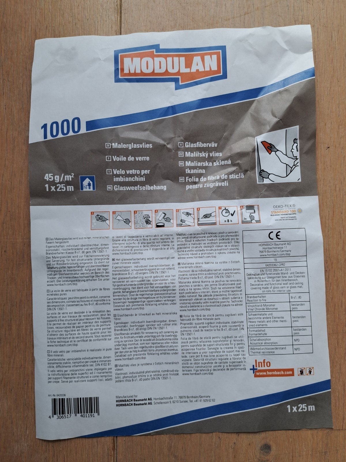 Modulan glasweefselbehang 25m wit, Huis en Inrichting, Ophalen, Wit, Renovlies, 10 tot 25 m²