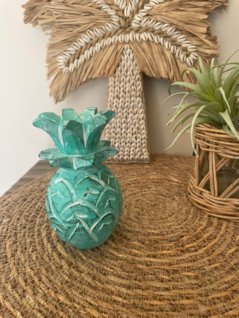 Nieuw houten mini ananas turquoise, Ophalen of Verzenden, Nieuw