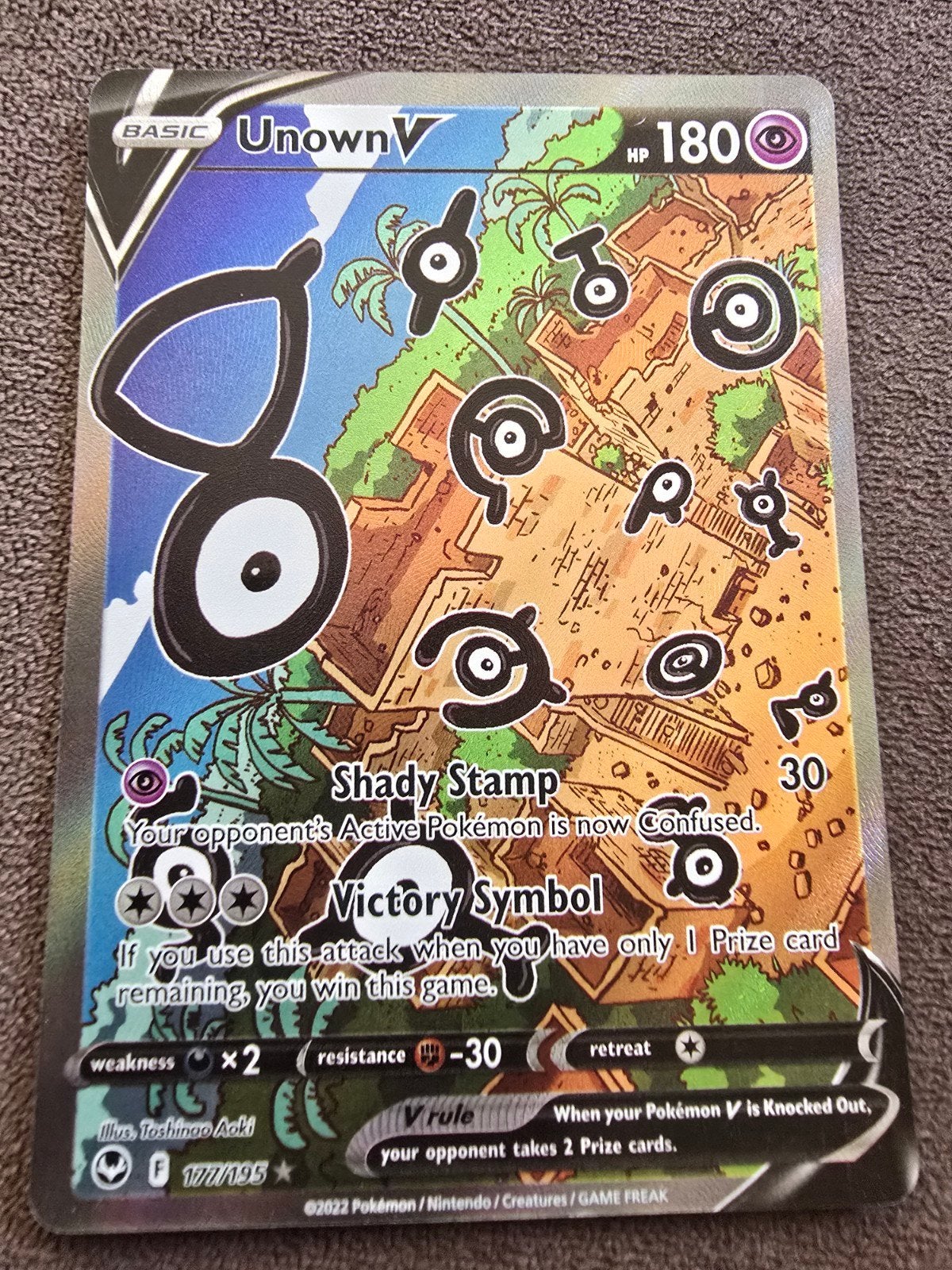 Unown V 177/195 - Silver Tempest Pokémon Kaart, Ophalen, Zo goed als nieuw, Losse kaart, Foil