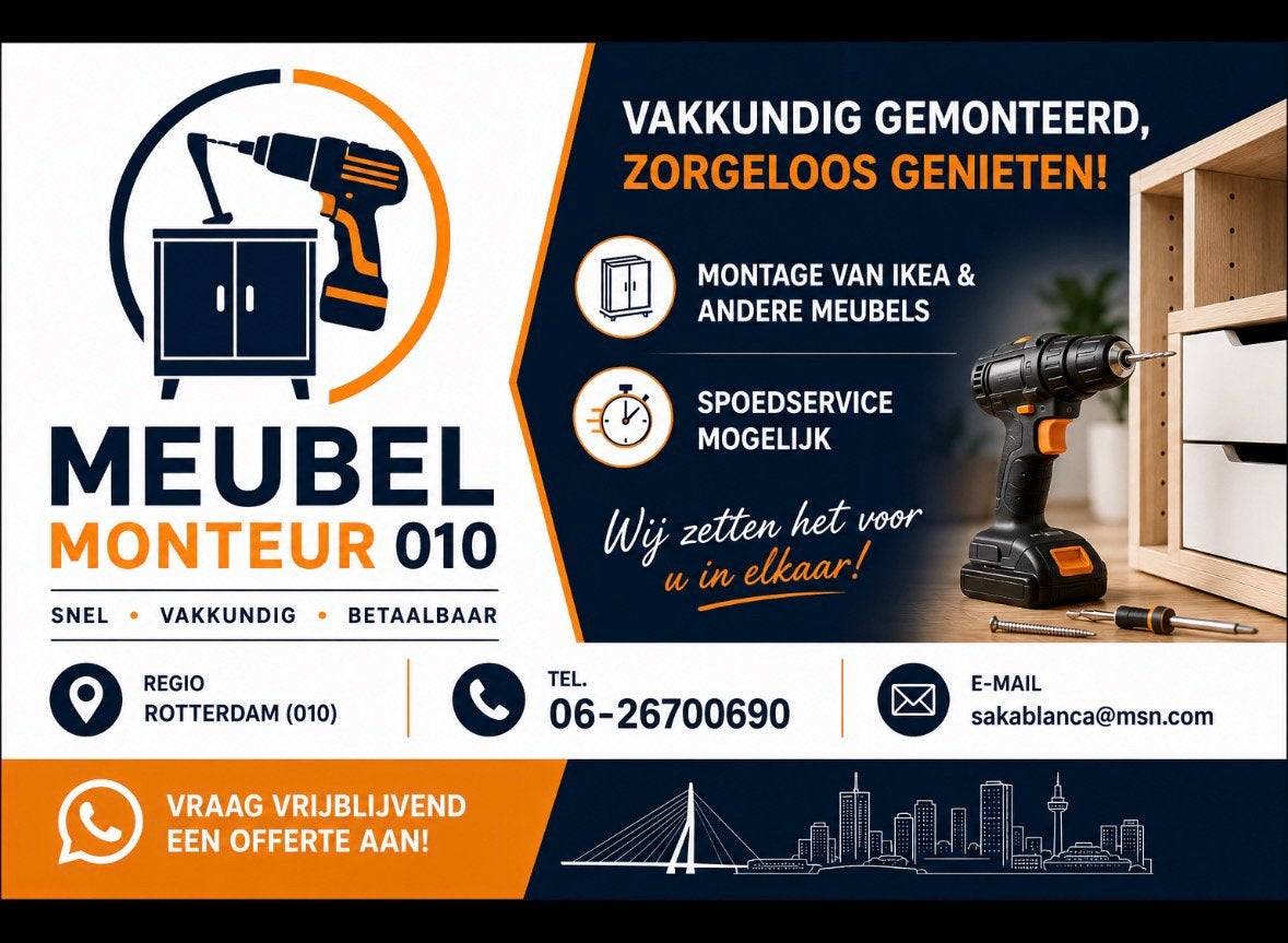 Meubels montage, Ophalen, Nieuw, 25 tot 50 cm, Minder dan 100 cm