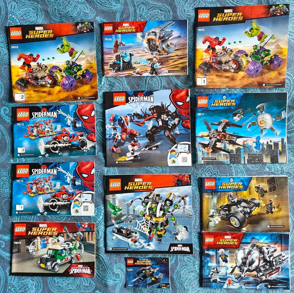 LEGO Spiderman / Super Heroes instructieboekjes (10 stuks), Ophalen of Verzenden, Gebruikt, Losse stenen, Lego