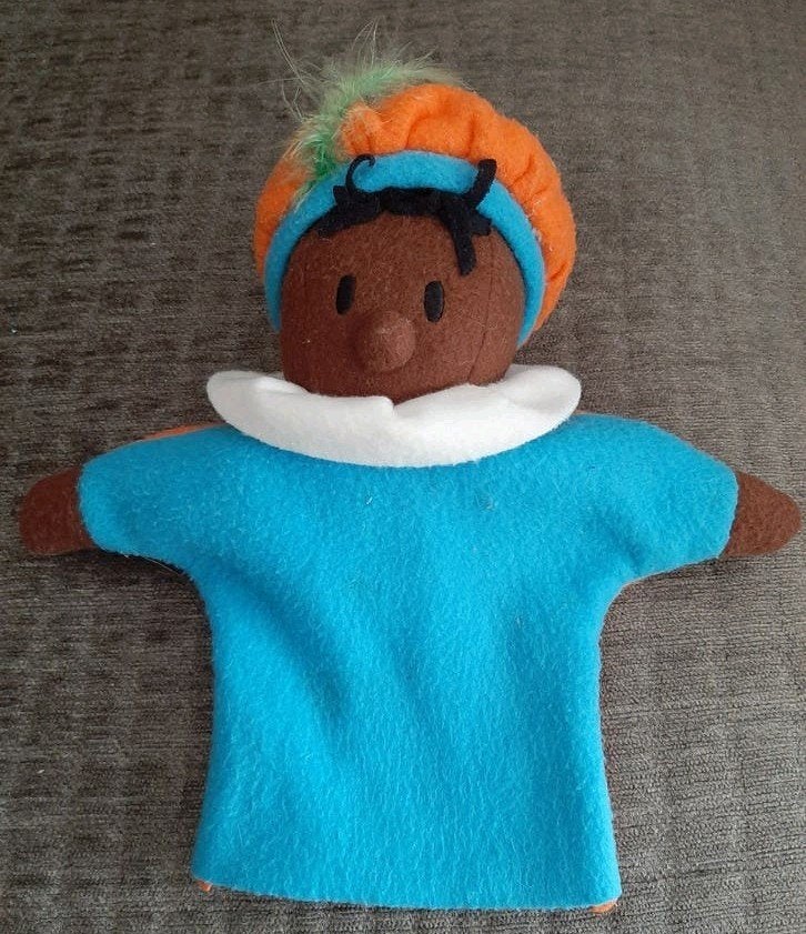 Hema Zwarte Piet handpop van vilt, Ophalen of Verzenden, Zo goed als nieuw, Overige typen