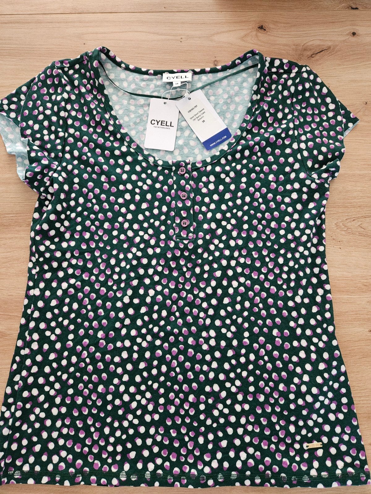 Cyell pyjama shirt korte mouw - Groen met stippen, Maat 38/40 (M), Nieuw, Ophalen of Verzenden, Korte mouw