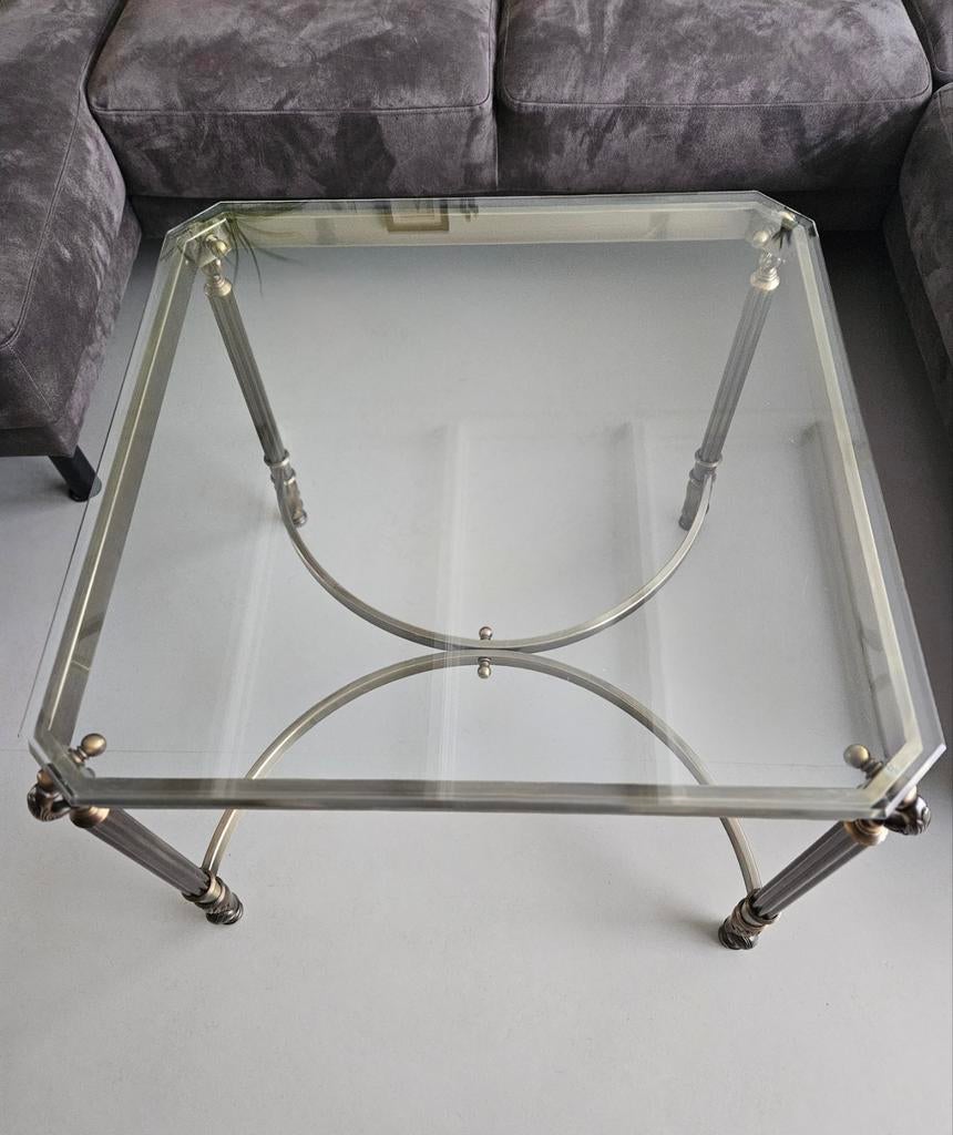 Hollywood Regency Salontafel, Huis en Inrichting, Tafels | Bijzettafels, Ophalen, Gebruikt, Glas, 75 cm of meer