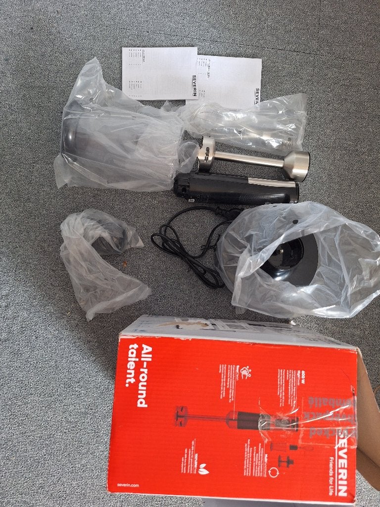 Severin Staafmixer Set 600W Blender met Accessoires en Doos, Ophalen of Verzenden, Zo goed als nieuw, Blender