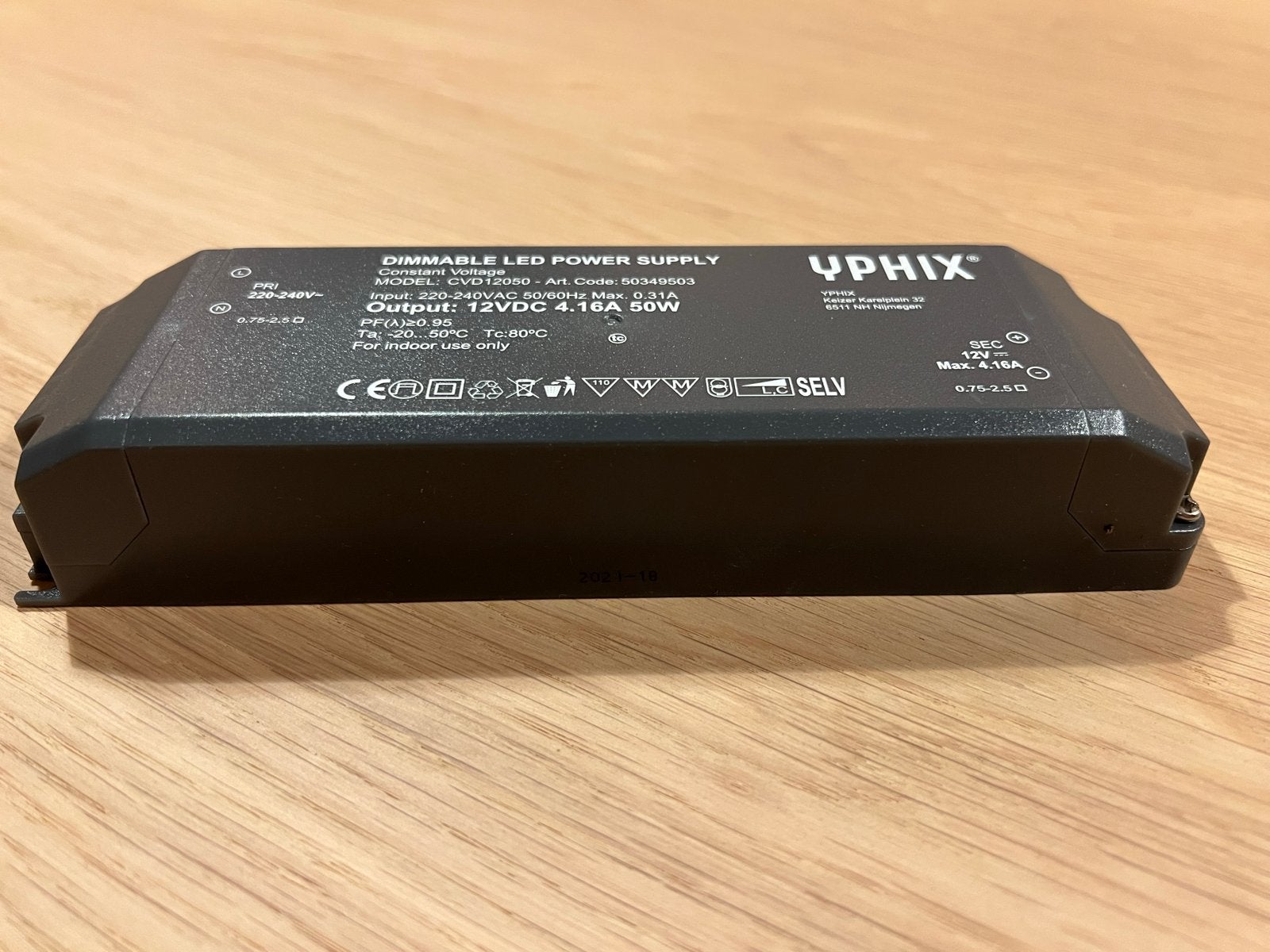 Dimbare LED Voeding 12V 50W - YPHIX, Dimbaar, Ophalen of Verzenden, Nieuw, Overige merken