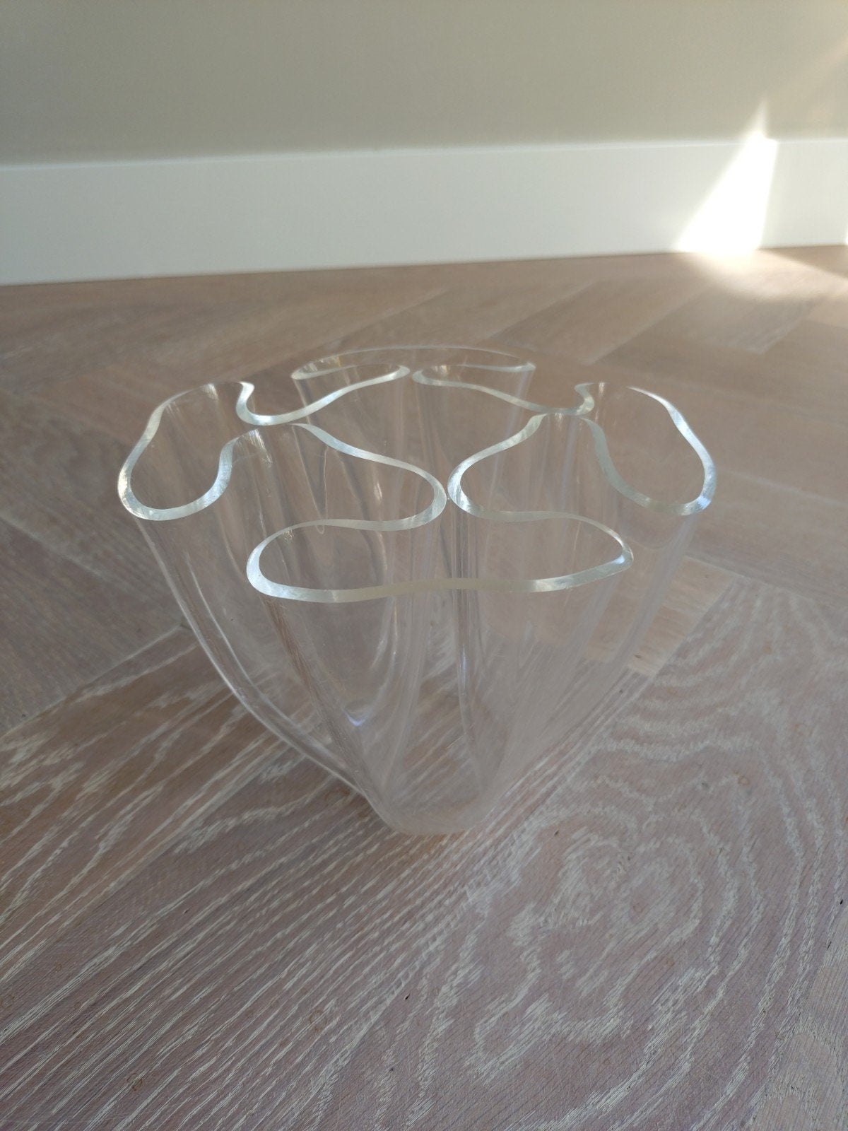 Vintage Design vaas Luigi Massoni voor Guzzini plexiglas, Ophalen of Verzenden, Rechthoekig