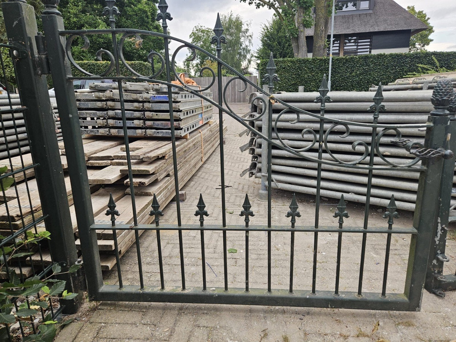 Sierlijk IJzeren Hekwerk met Poort - Gebruikt, Ophalen, Met poort, Gebruikt, Sierhekwerk
