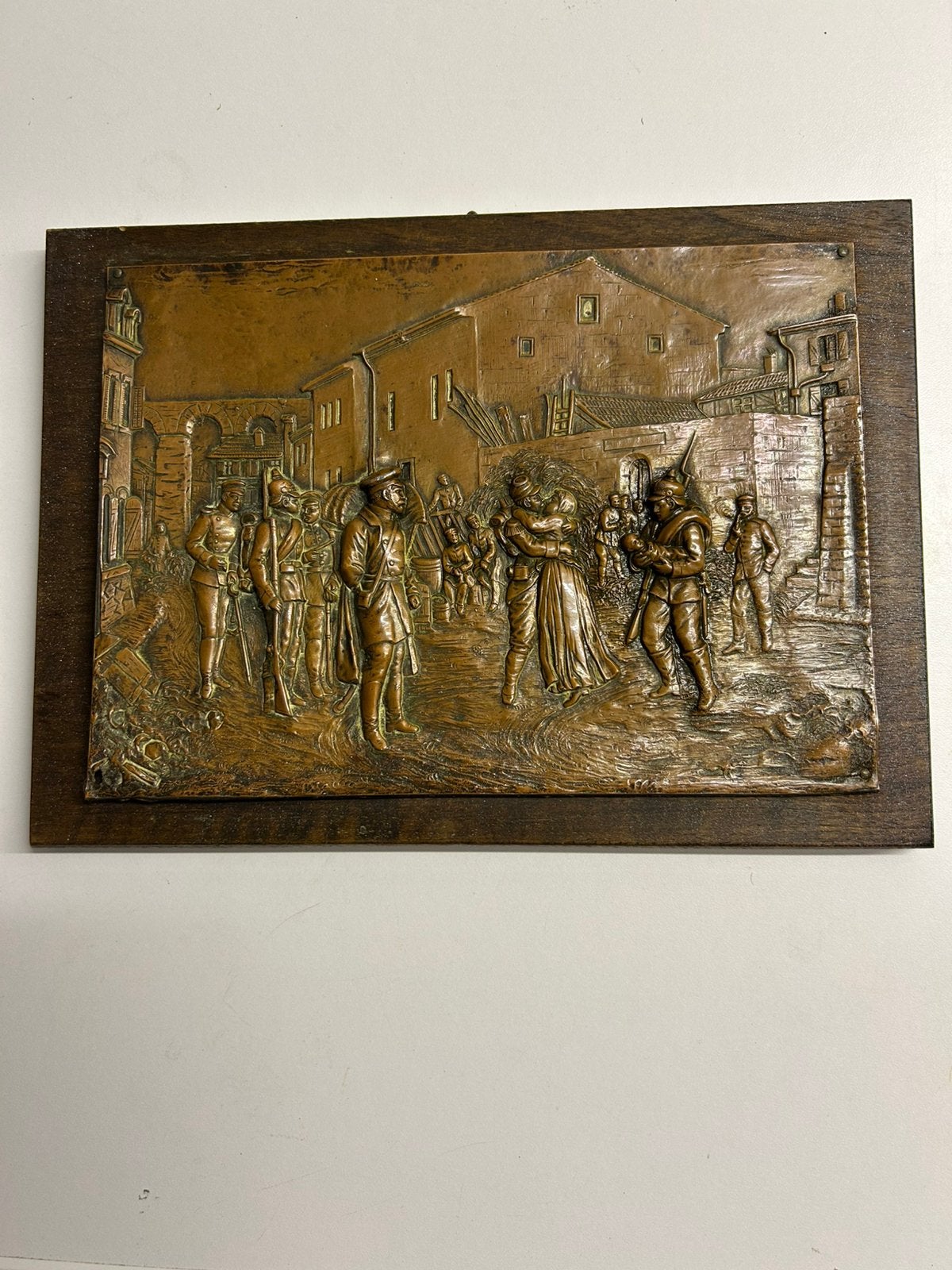 KOPEREN AFBEELDING OP HOUTEN LIJST, Antiek en Kunst, Ophalen of Verzenden, Koper