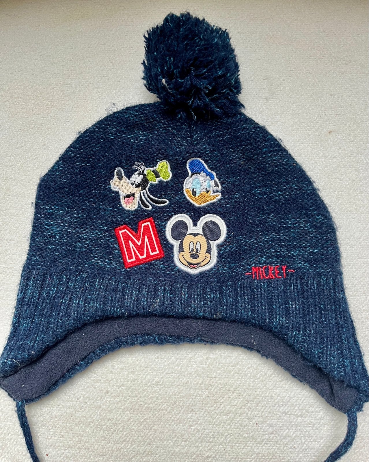 Disney donkerblauwe baby muts fleece gevoerd 44/45cm, Ophalen of Verzenden, Gebruikt, Disney, Jongetje of Meisje