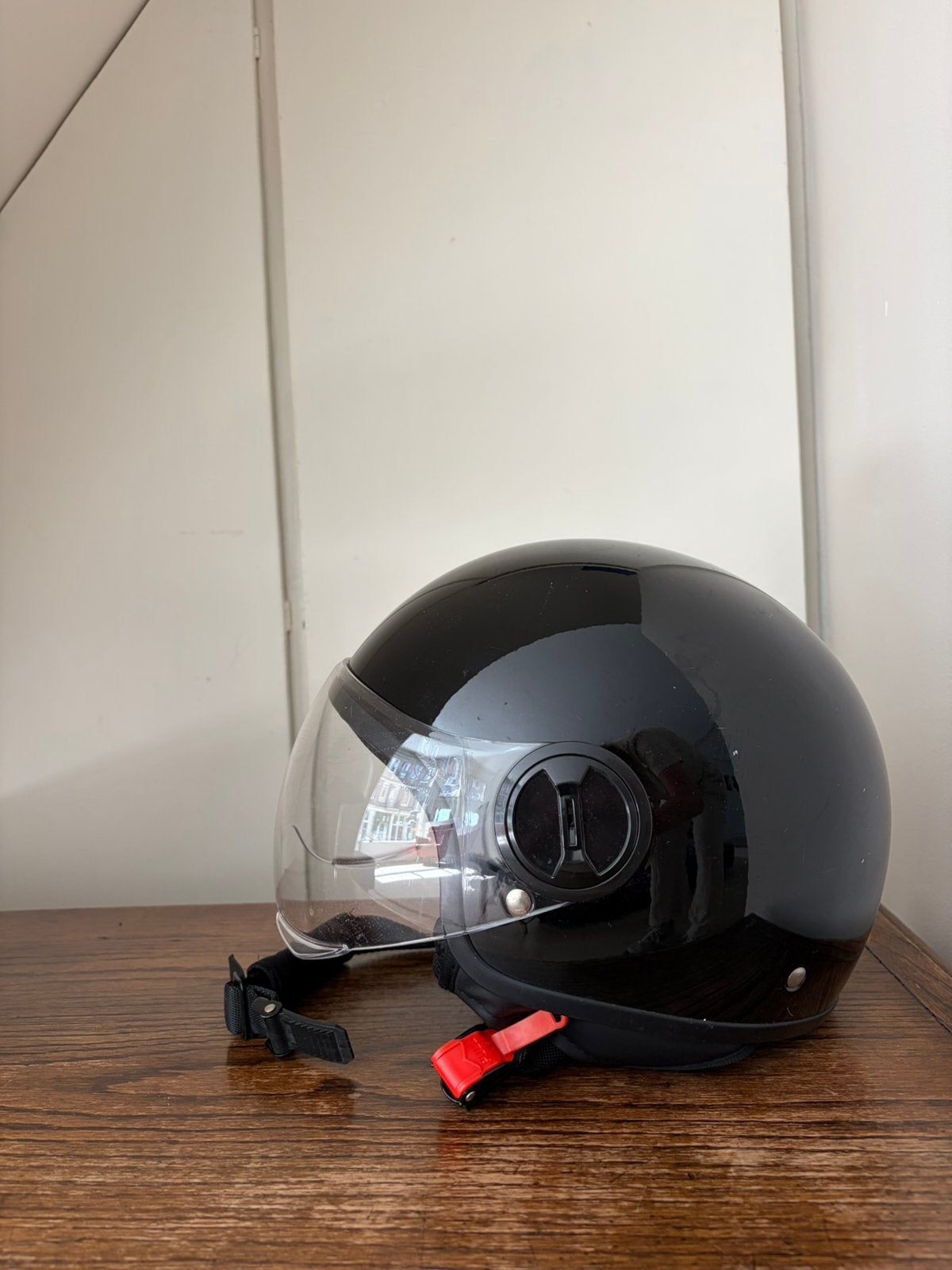 Scooterhelm Vinz, zwart, Maat M, Fietsen en Brommers, Brommerhelmen, Ophalen, Zo goed als nieuw
