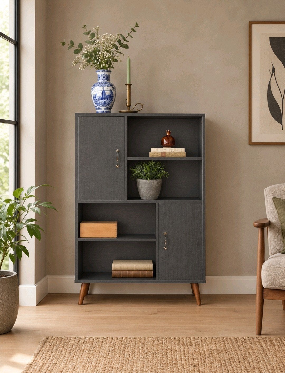 retro look wandkastje kast vakkenkast boekenkast !, Ophalen of Verzenden, 25 tot 50 cm, Minder dan 150 cm