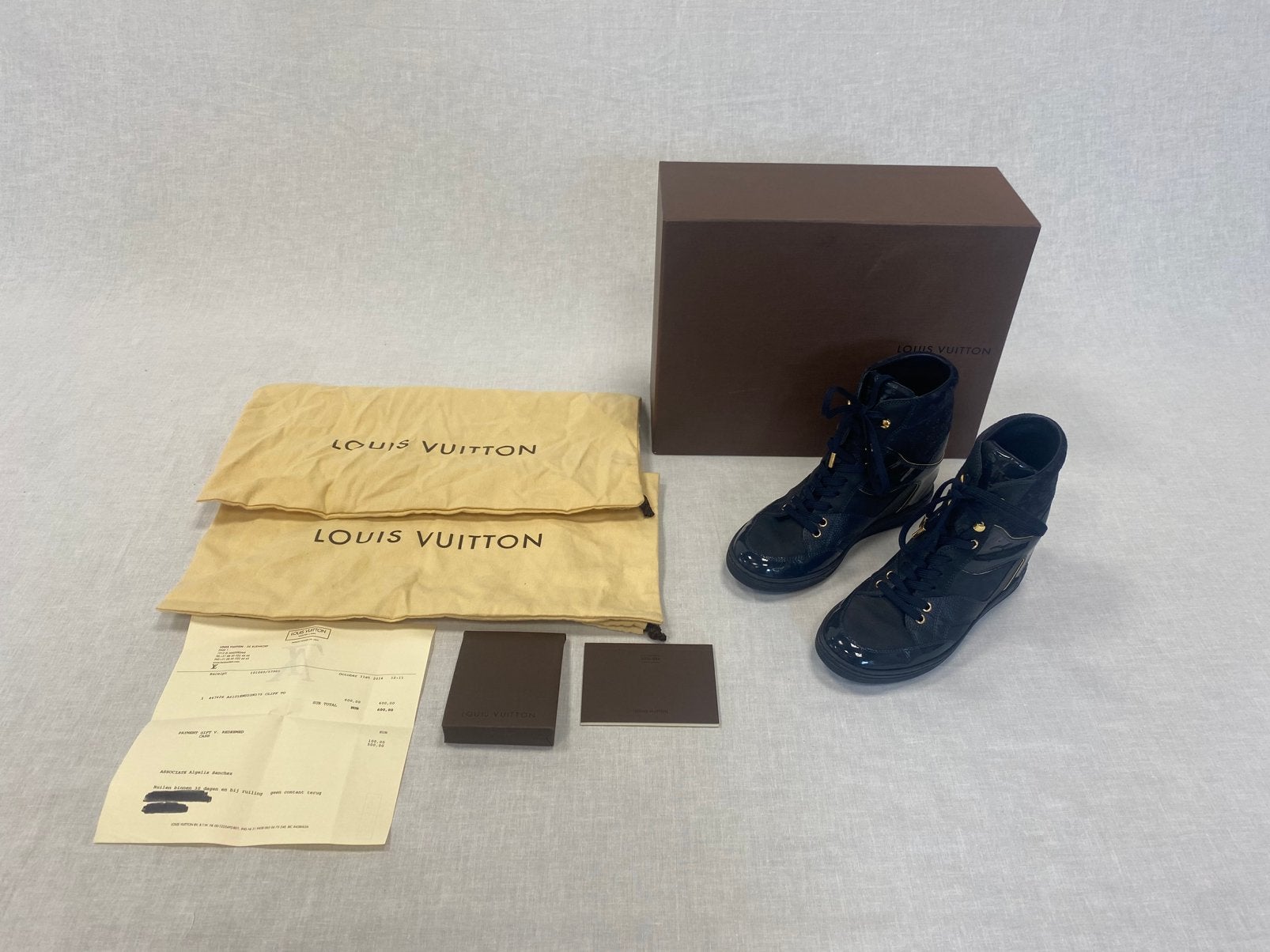 Louis Vuitton Cliff Top Wedge Sneakers Navy Size 37,5, ., ., ., Verzenden