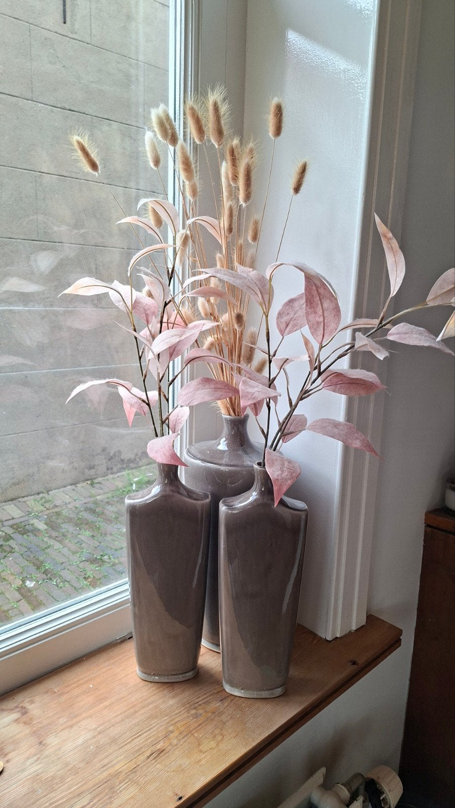 Villa Collection vazen set - taupe keramiek, Huis en Inrichting, Ophalen, Overige kleuren, 30 cm, Zo goed als nieuw