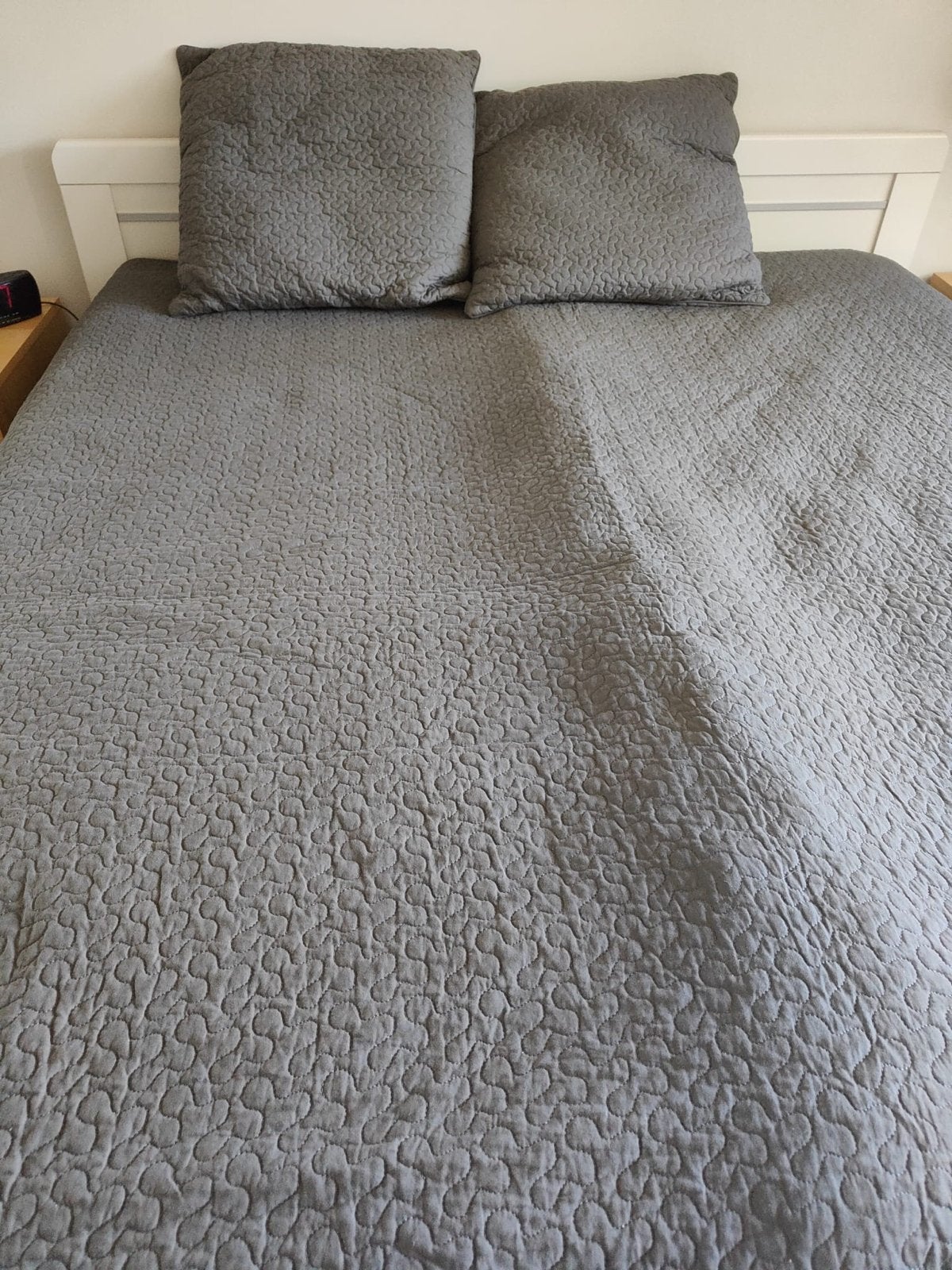 Antraciet sprei met twee kussens, 2.60x2.80m, Ophalen, Gebruikt, Tweepersoons, Deken of Dekbed