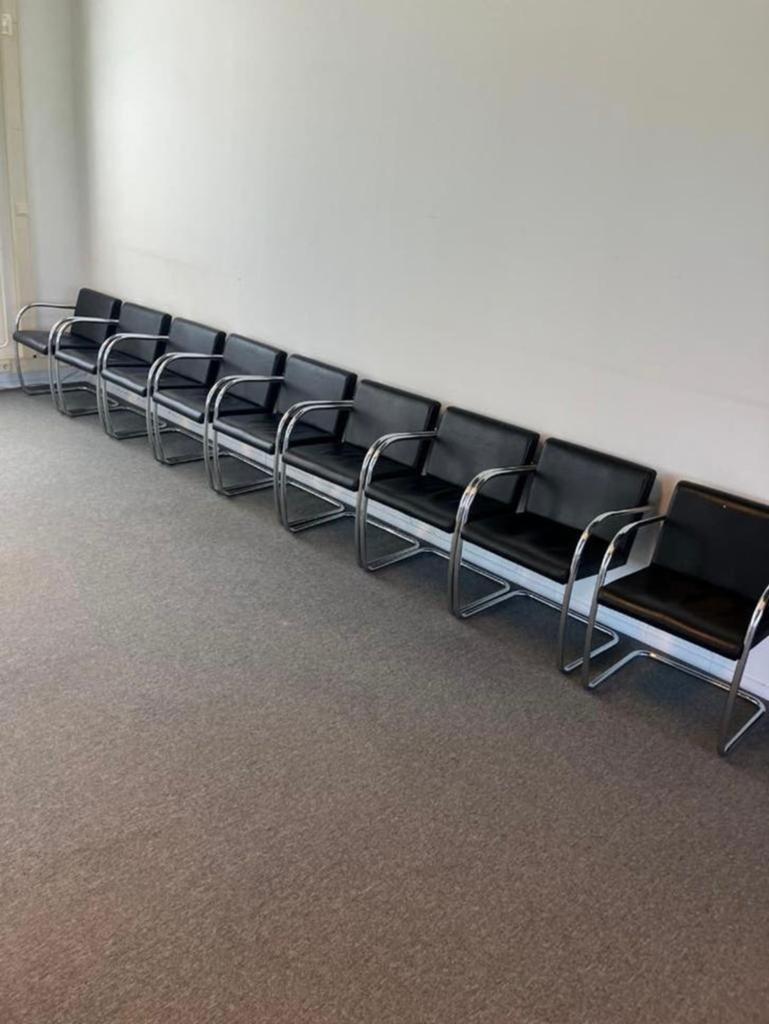 Set van 10 Fasem Brno stoelen van Mies van der Rohe, Ophalen, Gebruikt, Zwart, Vijf, Zes of meer stoelen