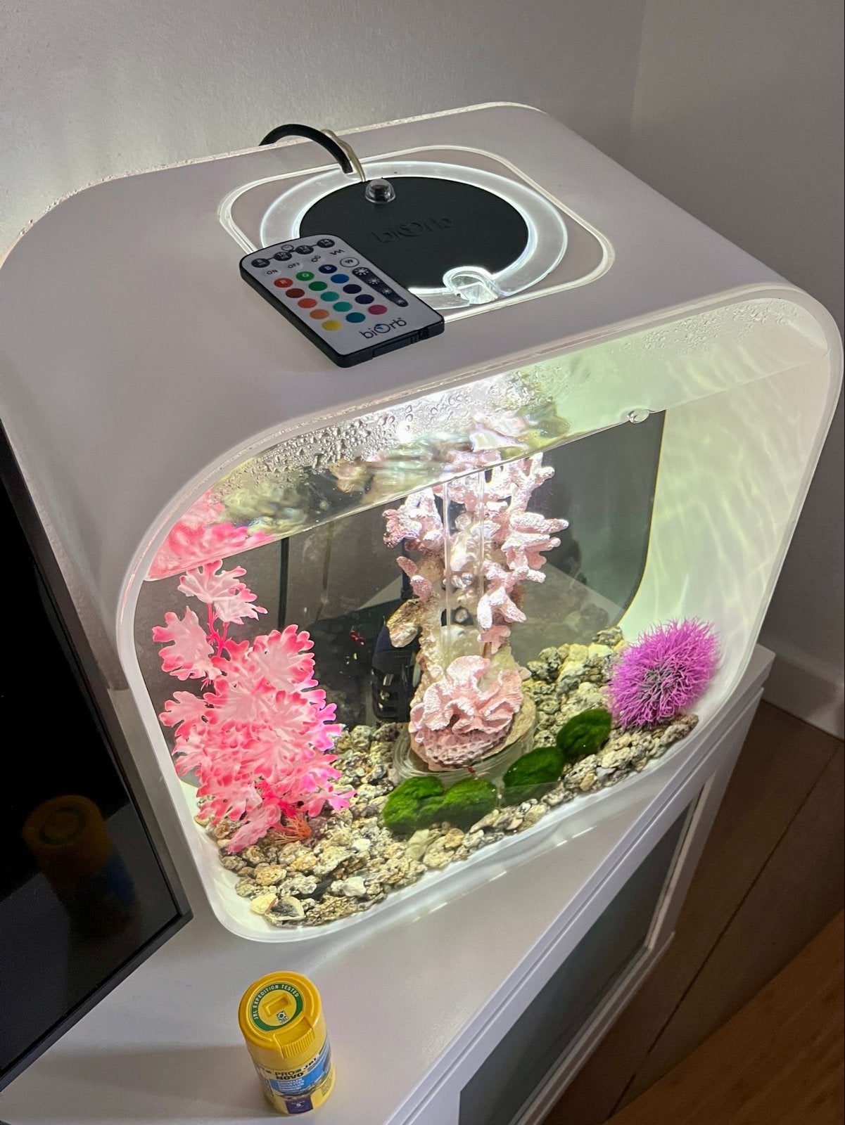 Biorb life 30 mcr wit incl verwarmingselement en decoratie, Ophalen, Gebruikt, Overige merken, Gevuld zoetwateraquarium