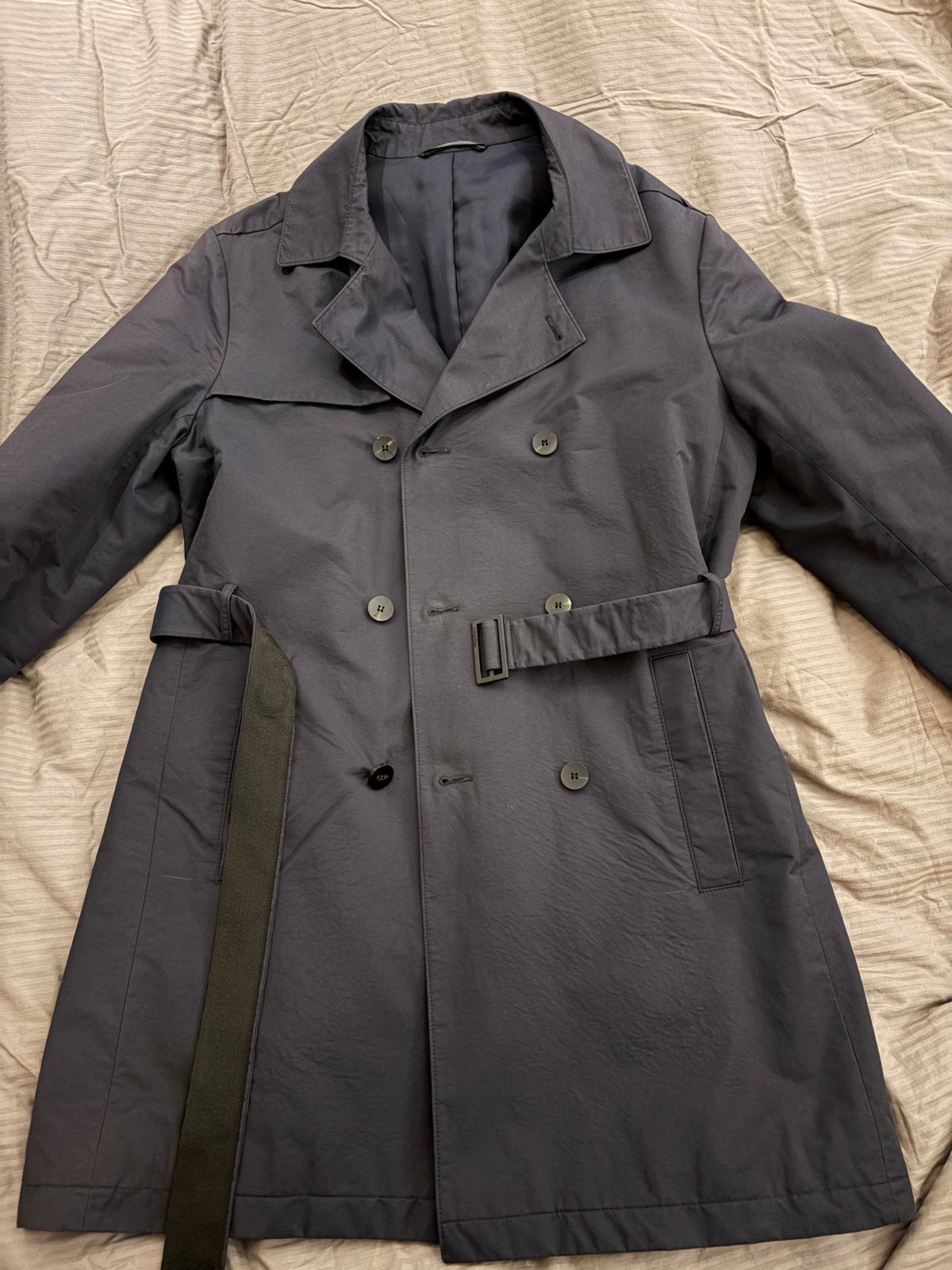Calvin Klein Trenchcoat - Donkerblauw - Maat 50, Ophalen of Verzenden, Gedragen, Maat 48/50 (M), Blauw