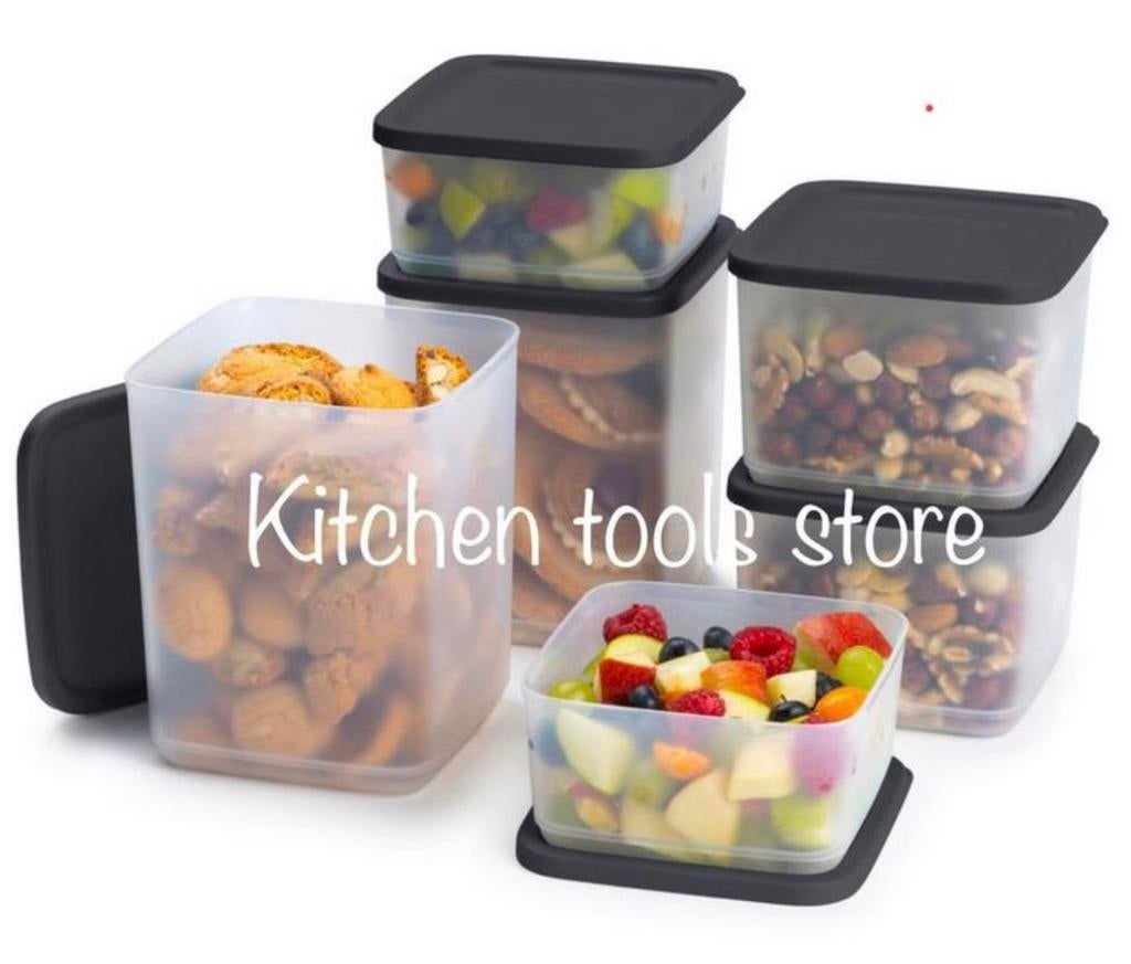 set Tupperware Zwarte Cubix bewaarbak voorraadbus vierkante, Ophalen of Verzenden, Nieuw, Bak of Kom