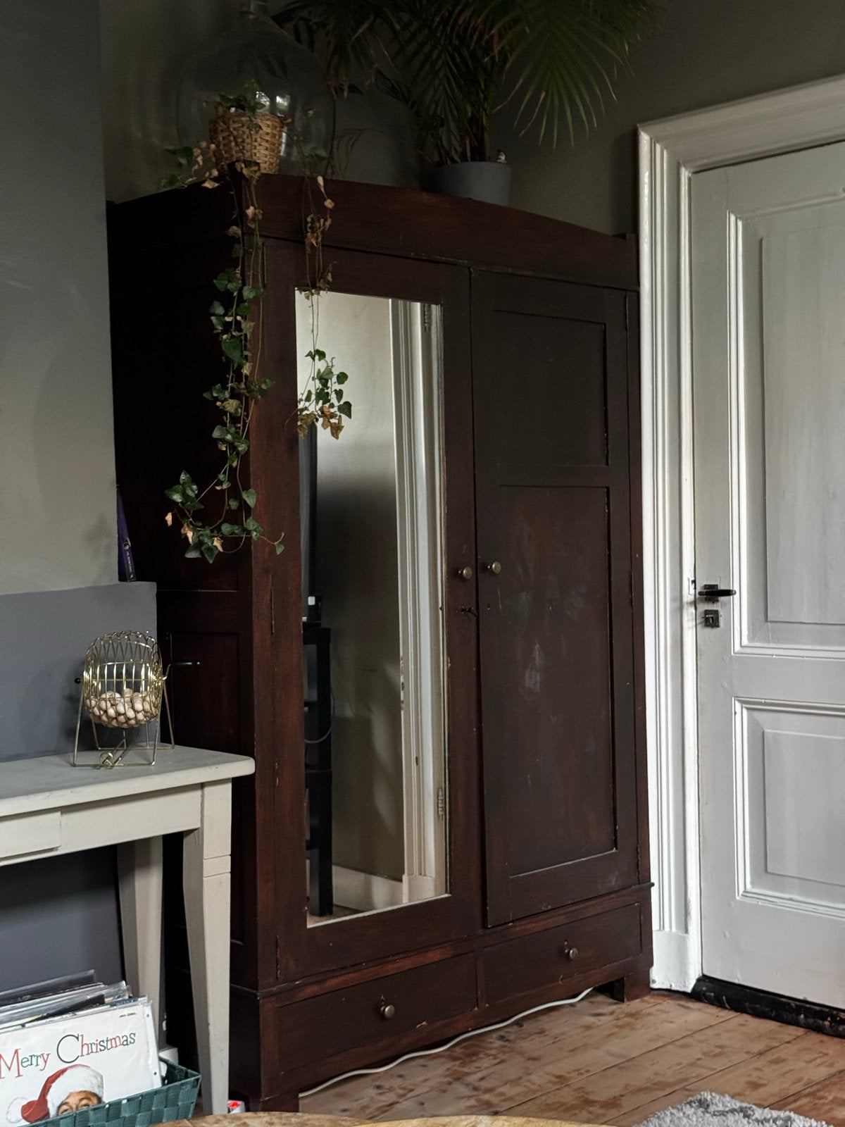 Vintage Kledingkast met Spiegel en Lades, Huis en Inrichting, Kasten | Kledingkasten, Ophalen, Gebruikt, 50 tot 100 cm, Met lade(s)