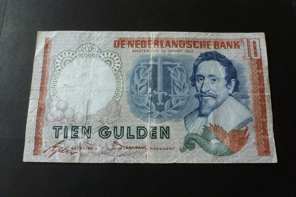 Bankbiljet - oude 10 gulden Hugo de Groot 1953 zf (bi 21, Ophalen of Verzenden, 10 gulden, Los biljet