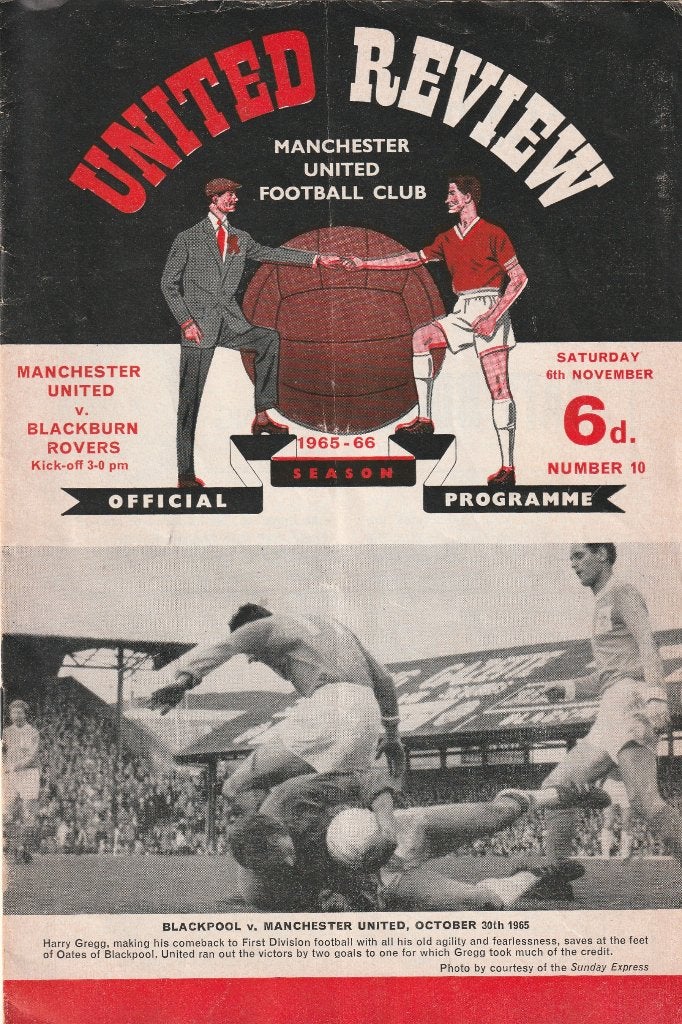 Manchester United programma 1965 Blackburn Rovers, Verzamelen, Sportartikelen en Voetbal, Verzenden, Gebruikt, Buitenlandse clubs