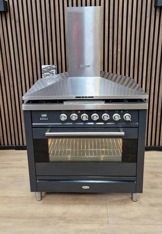 Luxe Antraciet Boretti Fornuis incl Afzuigkap Gratis bezorgt, Witgoed en Apparatuur, Fornuizen, 5258sh, 60 cm of meer, Ophalen of Verzenden