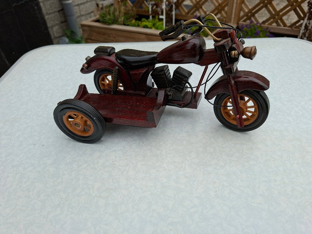 houtgemaakte houten motor met zijspan, Ophalen of Verzenden, Houtsnijwerk
