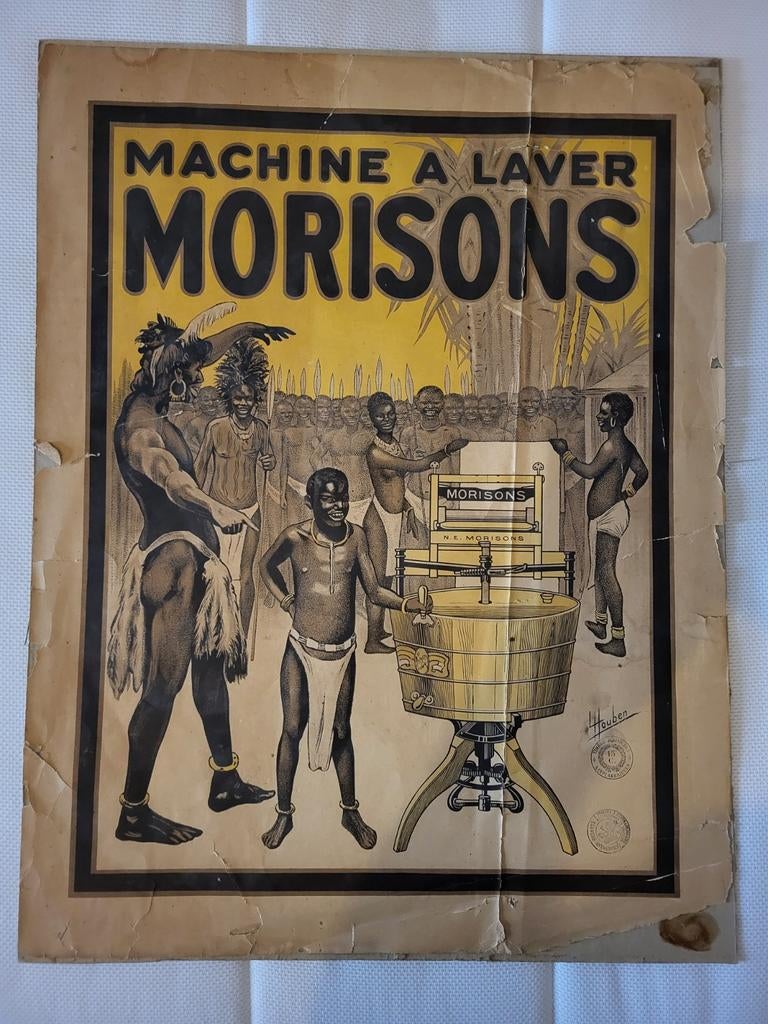 Vintage reclameposter: Machine à Laver Morisons, Ophalen of Verzenden, A1 t/m A3, Reclame, Rechthoekig Staand