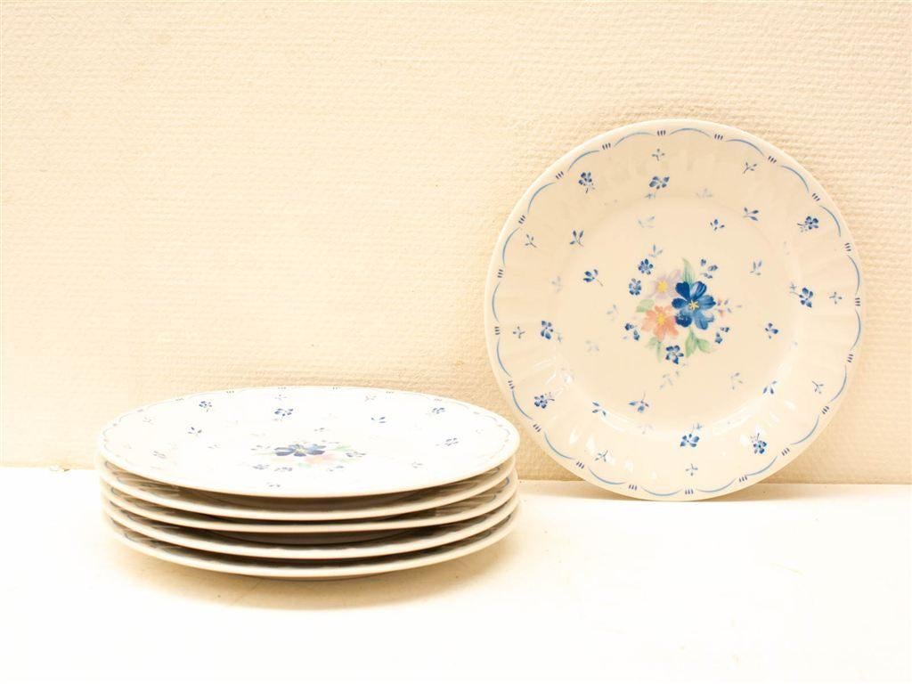 6 platte borden met bloemetjes prent 30305