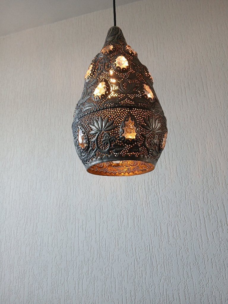 Oosterse Hanglamp – Druppel - Zenza, Gebruikt, Glas, Oosters, E27 (groot)