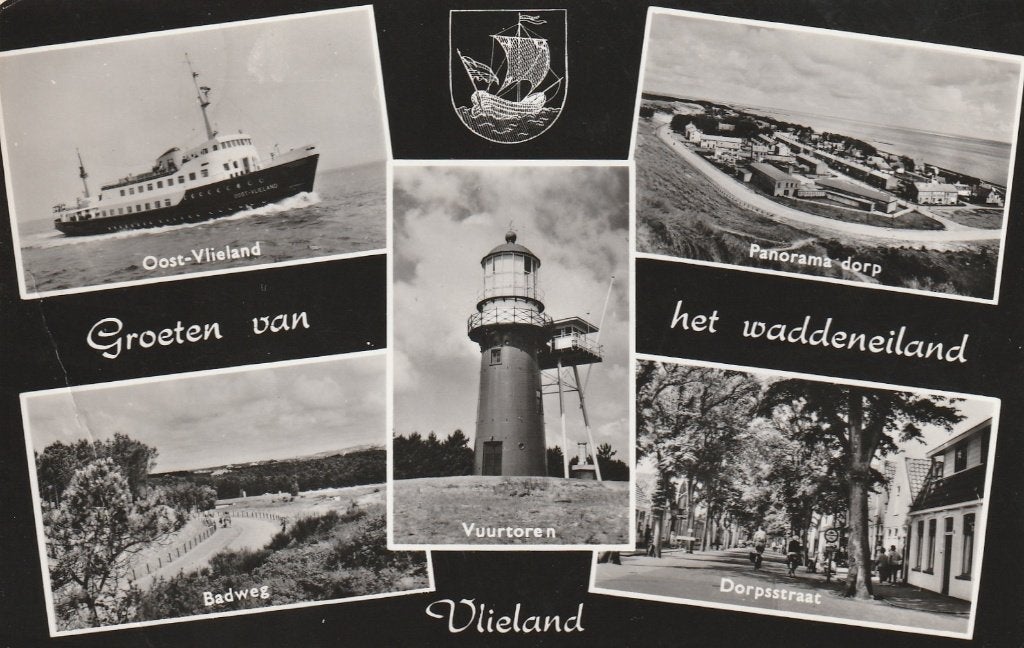 VLIELAND Veerboot Vuurtoren Dorpsstraat Groeten, Verzenden, 1960 tot 1980, Gelopen, Waddeneilanden