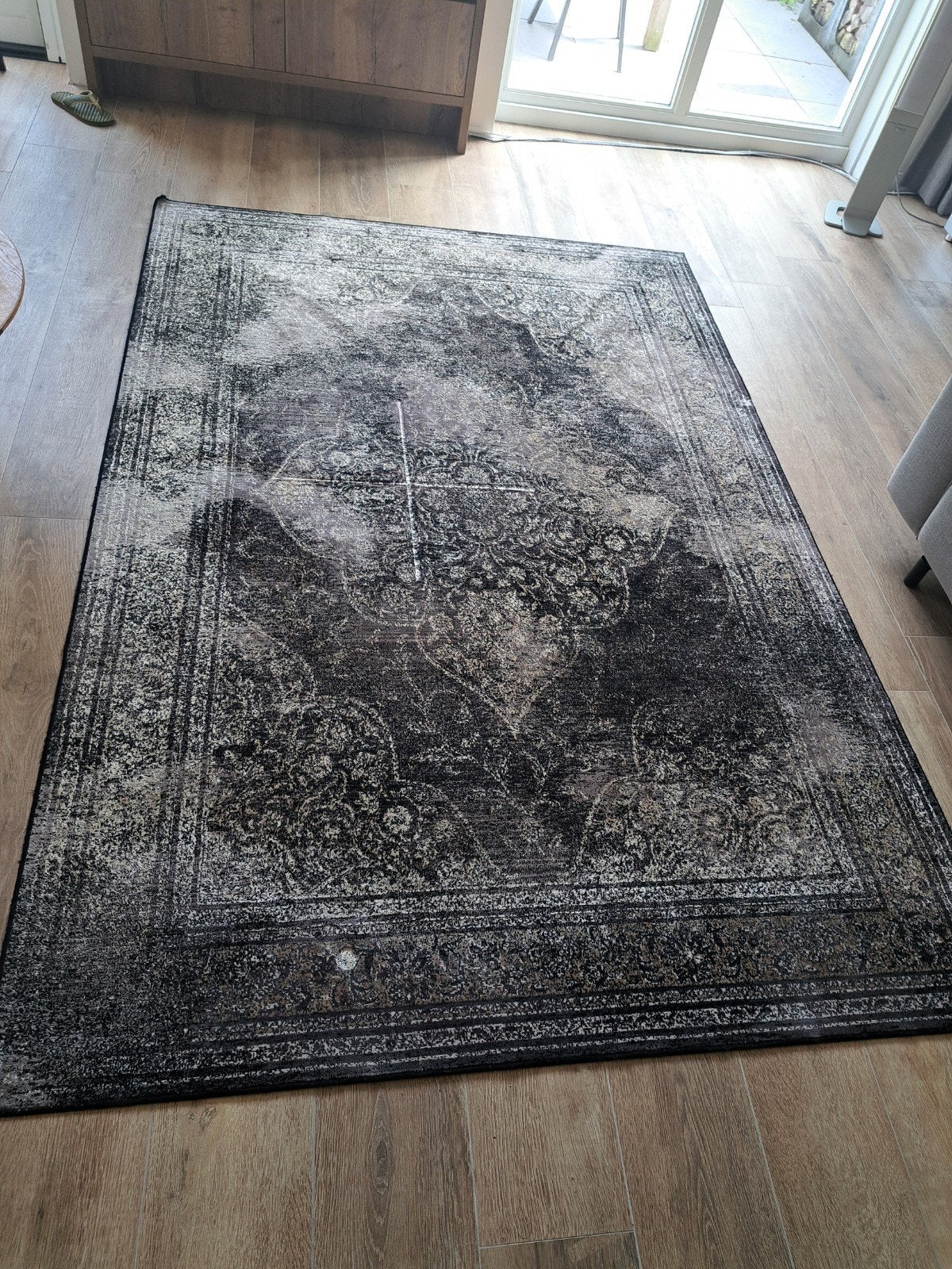 Vintage Vloerkleed Zwart/Grijs - Dutchbone, Ophalen, Vintage, Klassiek, Modern, 200 cm of meer, Grijs