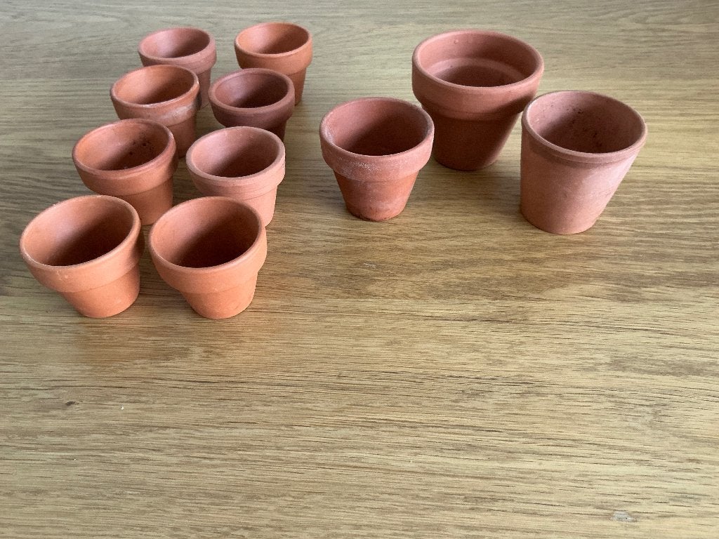 Mini terracotta potjes – 11 stuks, Gebruikt, Rond, Binnen, Ophalen of Verzenden