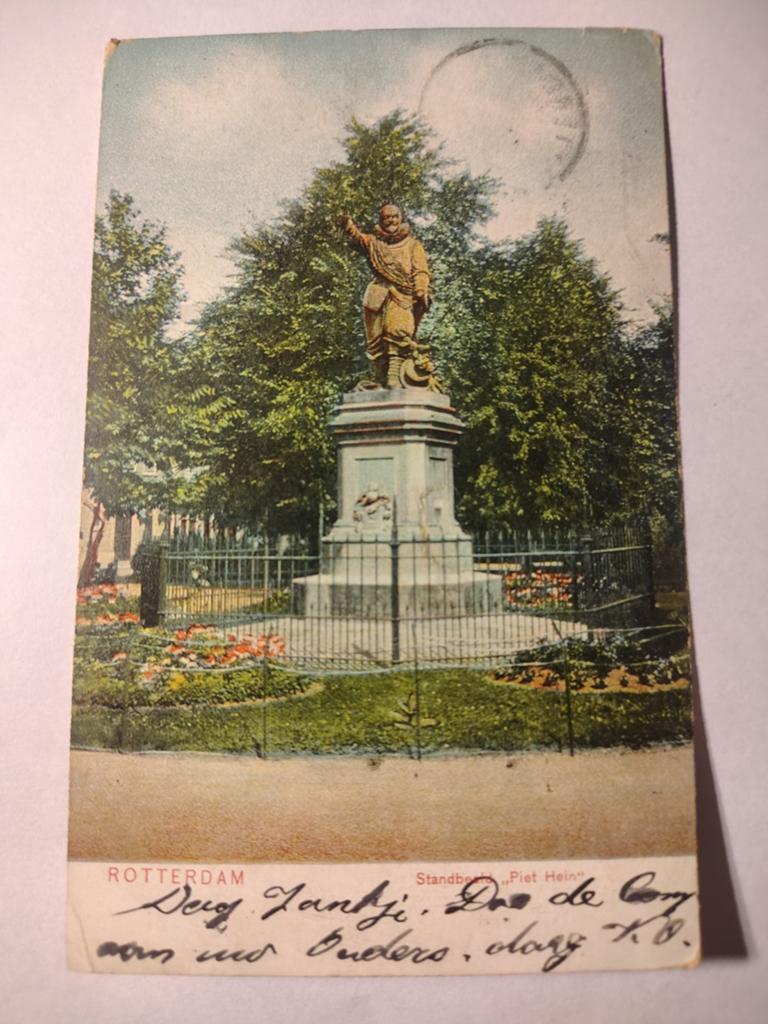 Rotterdam Standbeeld "Piet Hein", Verzamelen, Ansichtkaarten | Nederland, Ophalen of Verzenden, Zuid-Holland