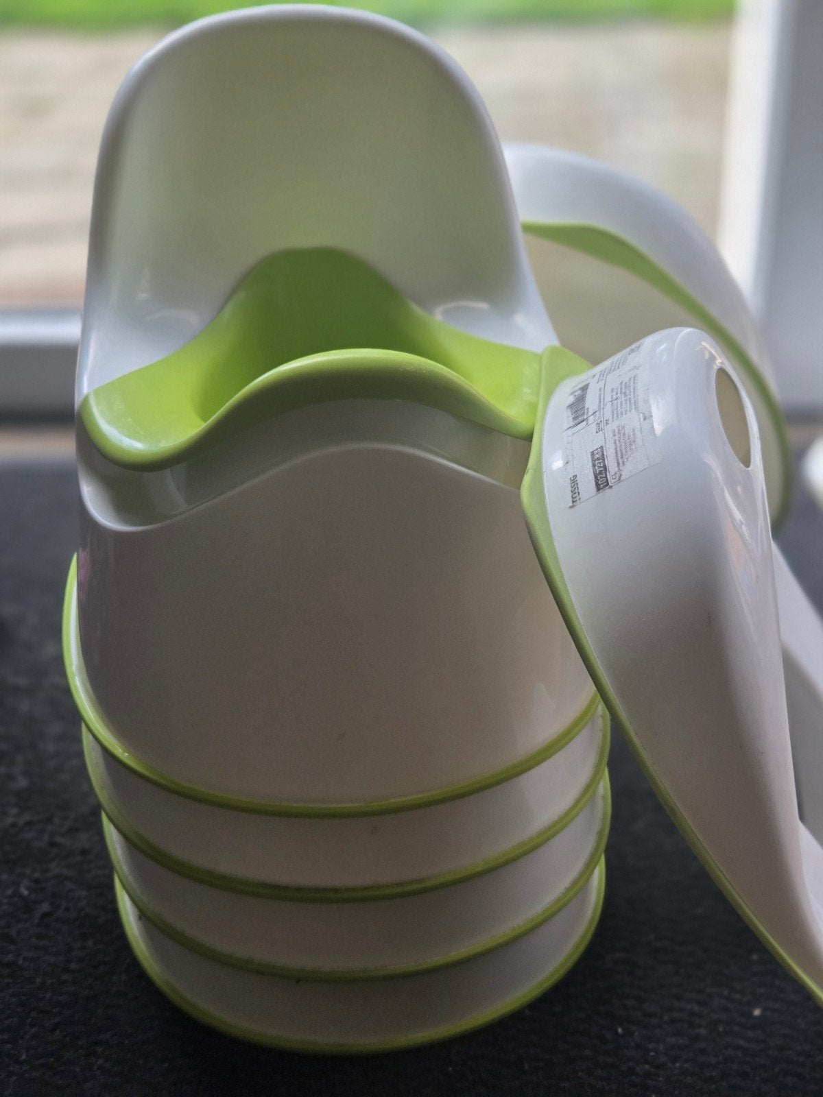 4x Stapelbare IKEA kinderpotje - Wit met groen, Ophalen, Gebruikt