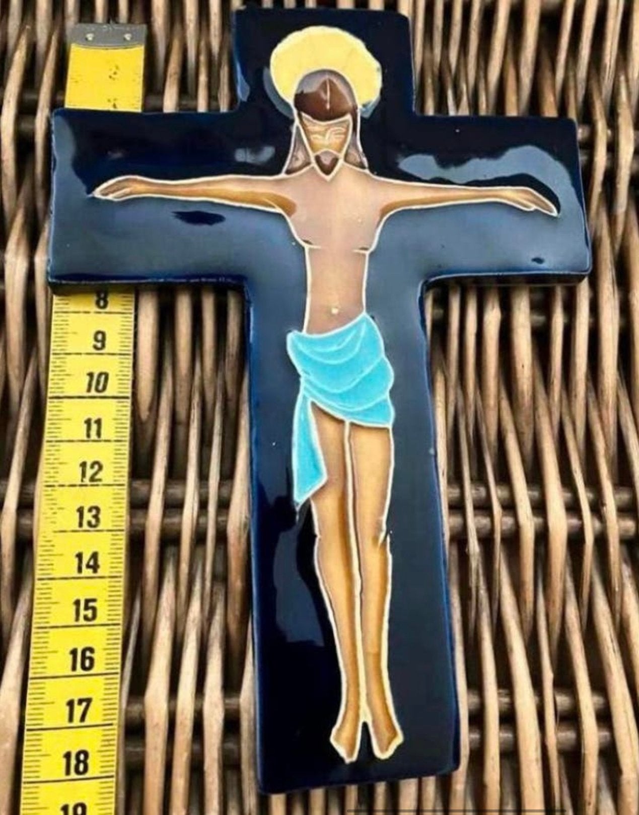CRUCIFIX KERAMIEK,PRACHTIGE KLEUREN …MOOI!!!, Antiek en Kunst, Ophalen of Verzenden