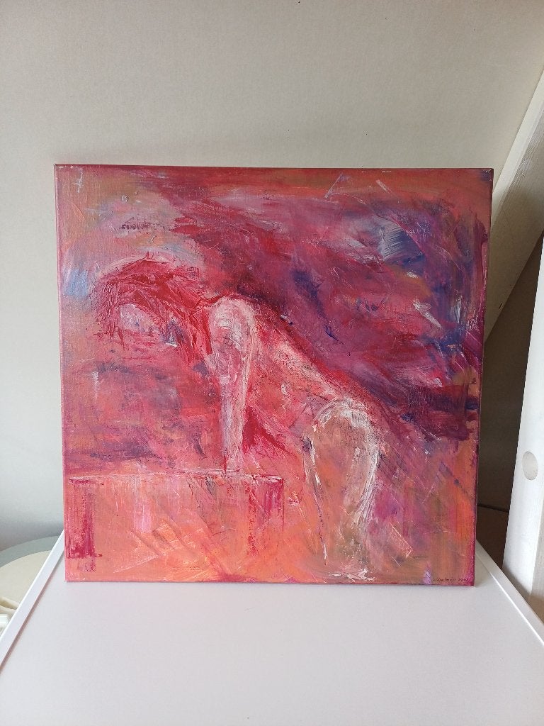 Schilderij intuïtief geschilderd en abstract, Antiek en Kunst, Ophalen of Verzenden