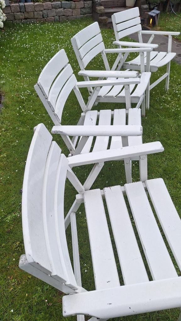 Herlag tuinstoelen, inklapbaar, wit hout, Ophalen, Gebruikt, Hout, Inklapbaar